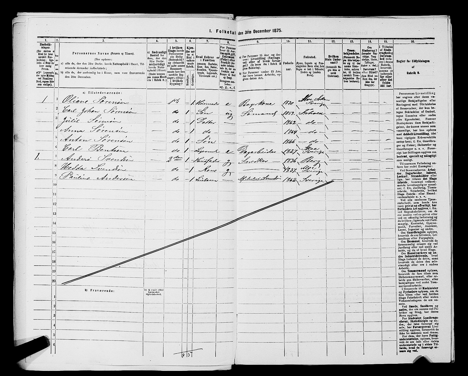 RA, 1875 census for 0101P Fredrikshald, 1875, p. 821