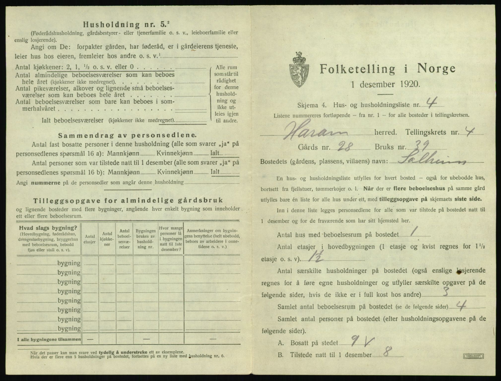 SAT, 1920 census for Haram, 1920, p. 227