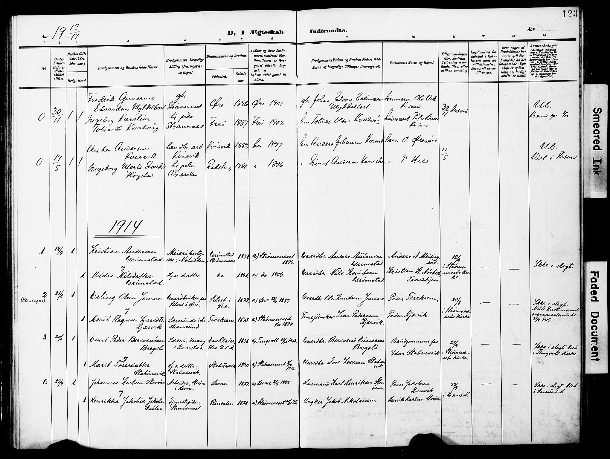 Ministerialprotokoller, klokkerbøker og fødselsregistre - Møre og Romsdal, AV/SAT-A-1454/587/L1001: Parish register (copy) no. 587C01, 1906-1927, p. 123