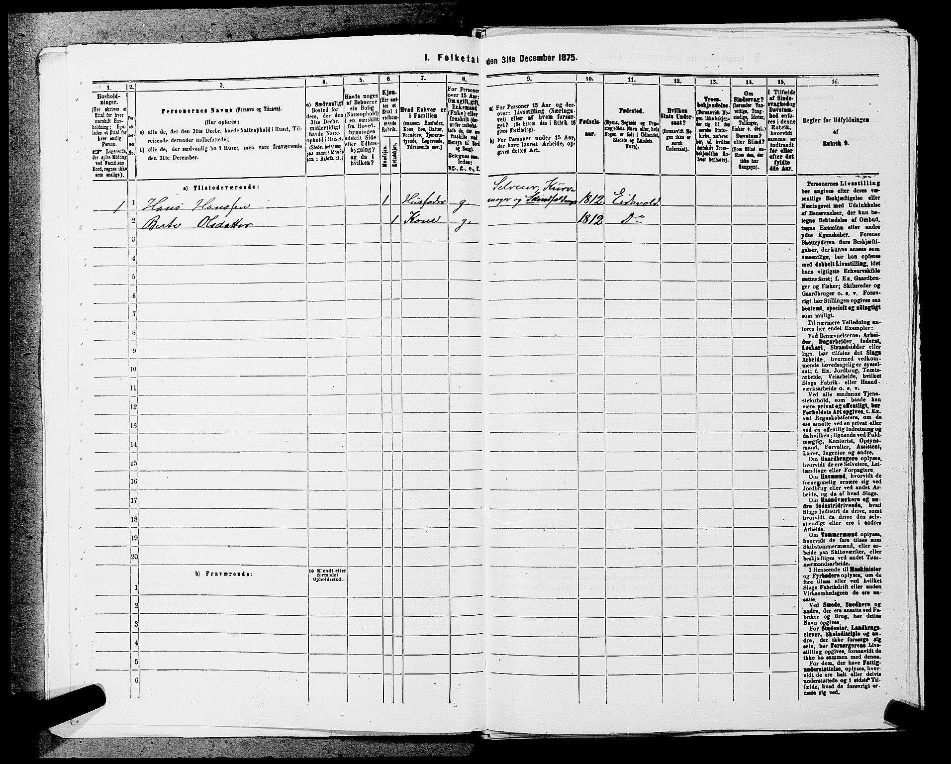 RA, 1875 census for 0237P Eidsvoll, 1875, p. 2289