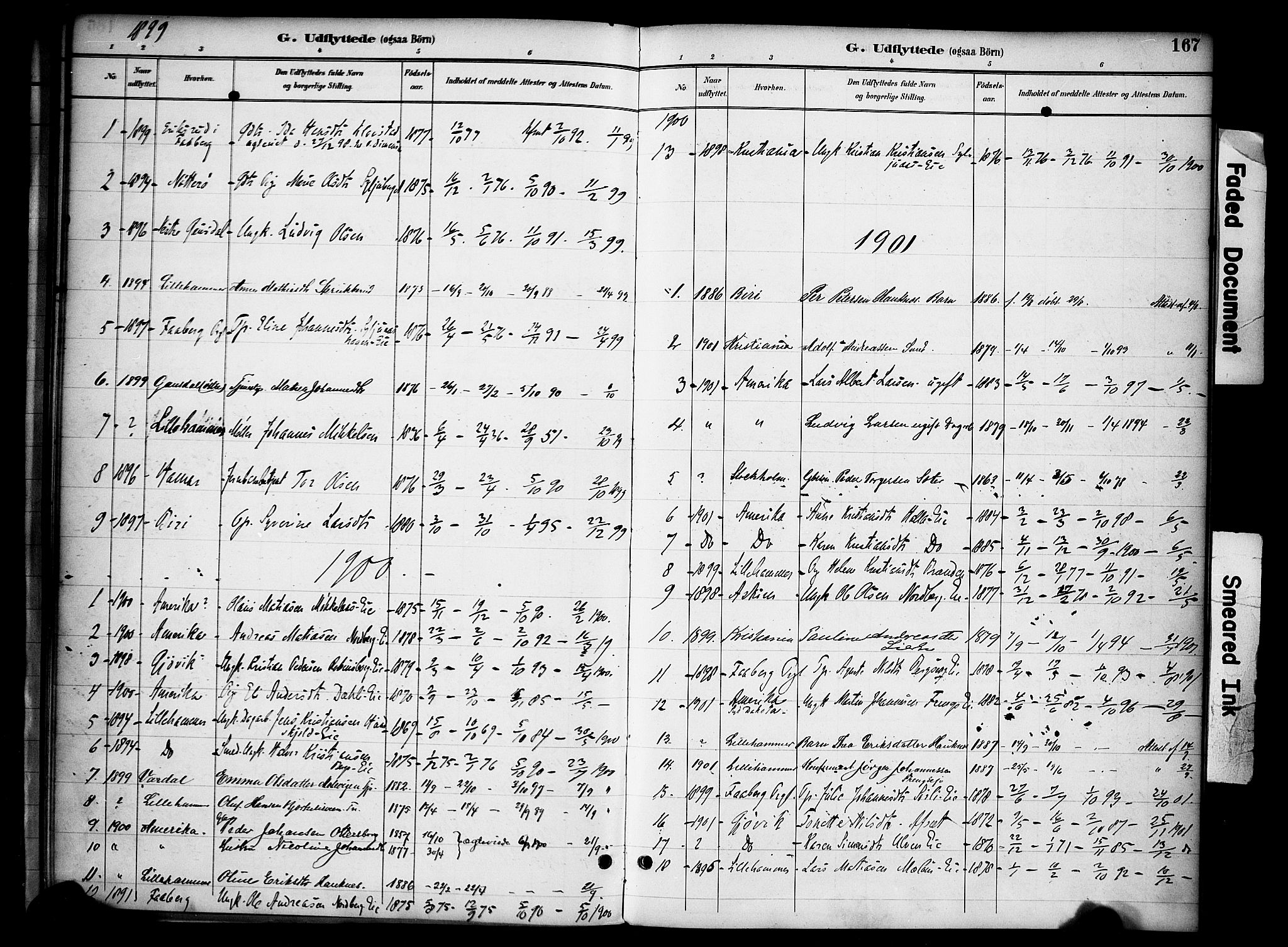 Ringsaker prestekontor, SAH/PREST-014/K/Ka/L0015: Parish register (official) no. 15, 1891-1904, p. 167