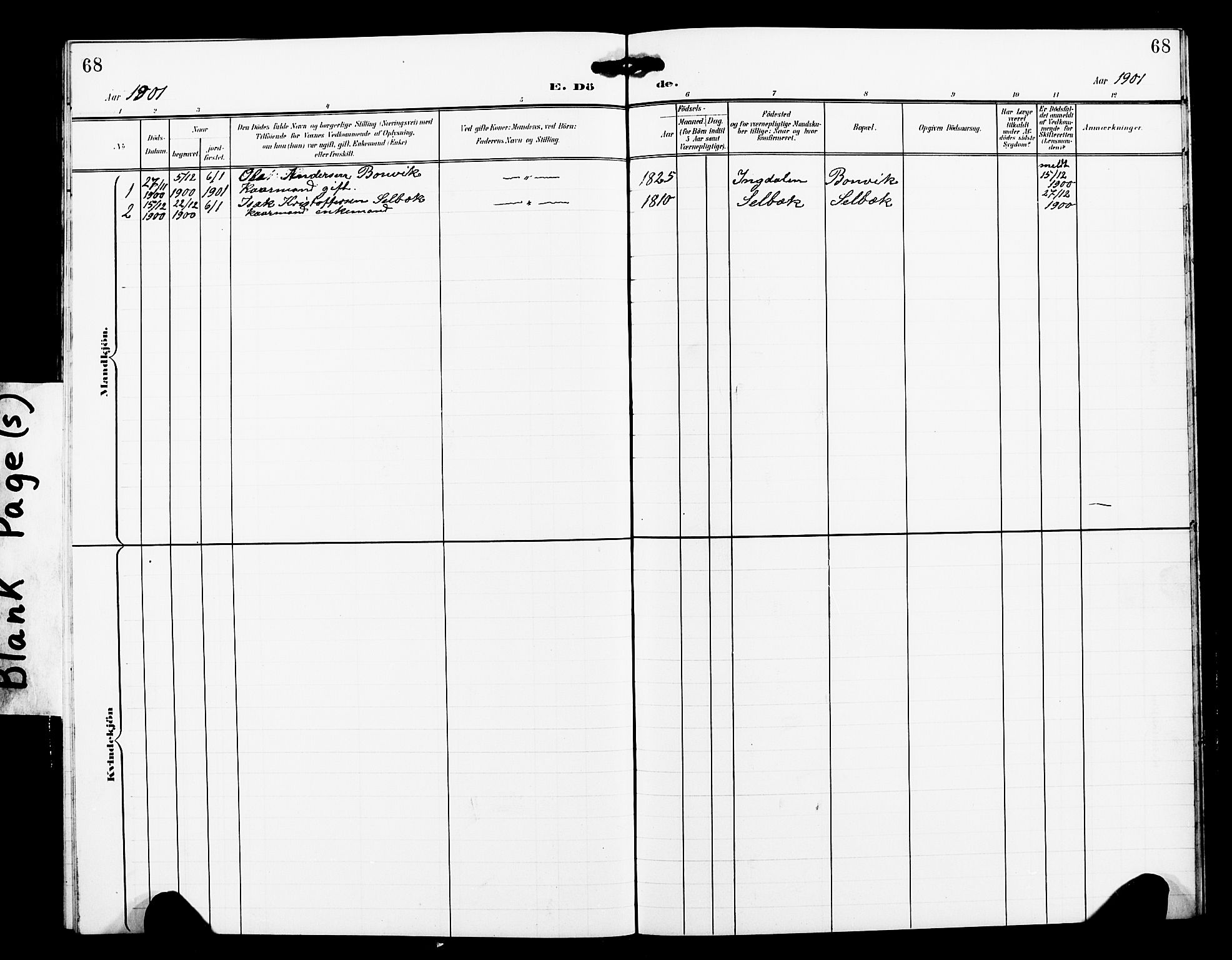 Ministerialprotokoller, klokkerbøker og fødselsregistre - Sør-Trøndelag, SAT/A-1456/663/L0763: Parish register (copy) no. 663C03, 1899-1908, p. 68