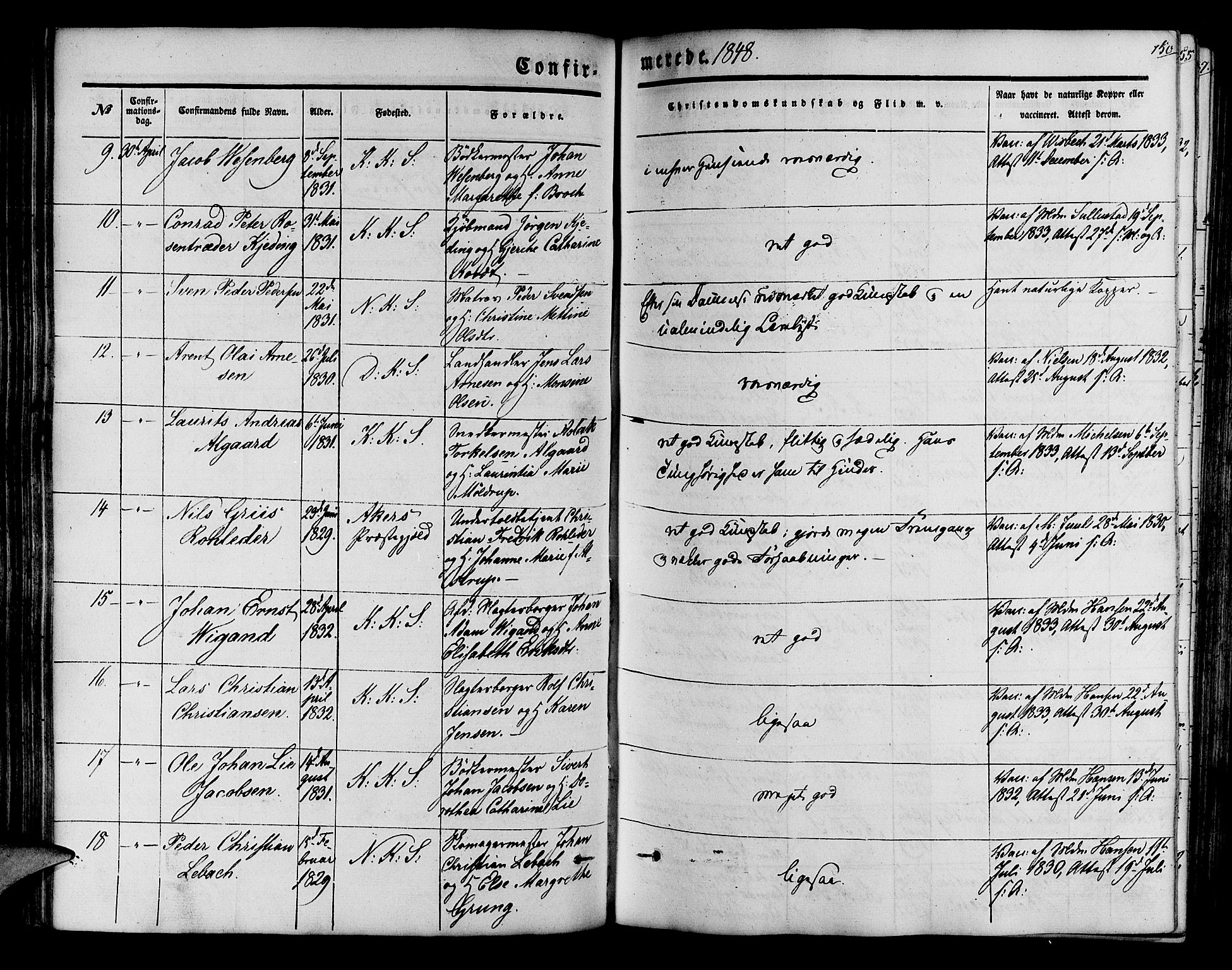 Korskirken sokneprestembete, SAB/A-76101/H/Hab: Parish register (copy) no. C 1, 1839-1868, p. 150