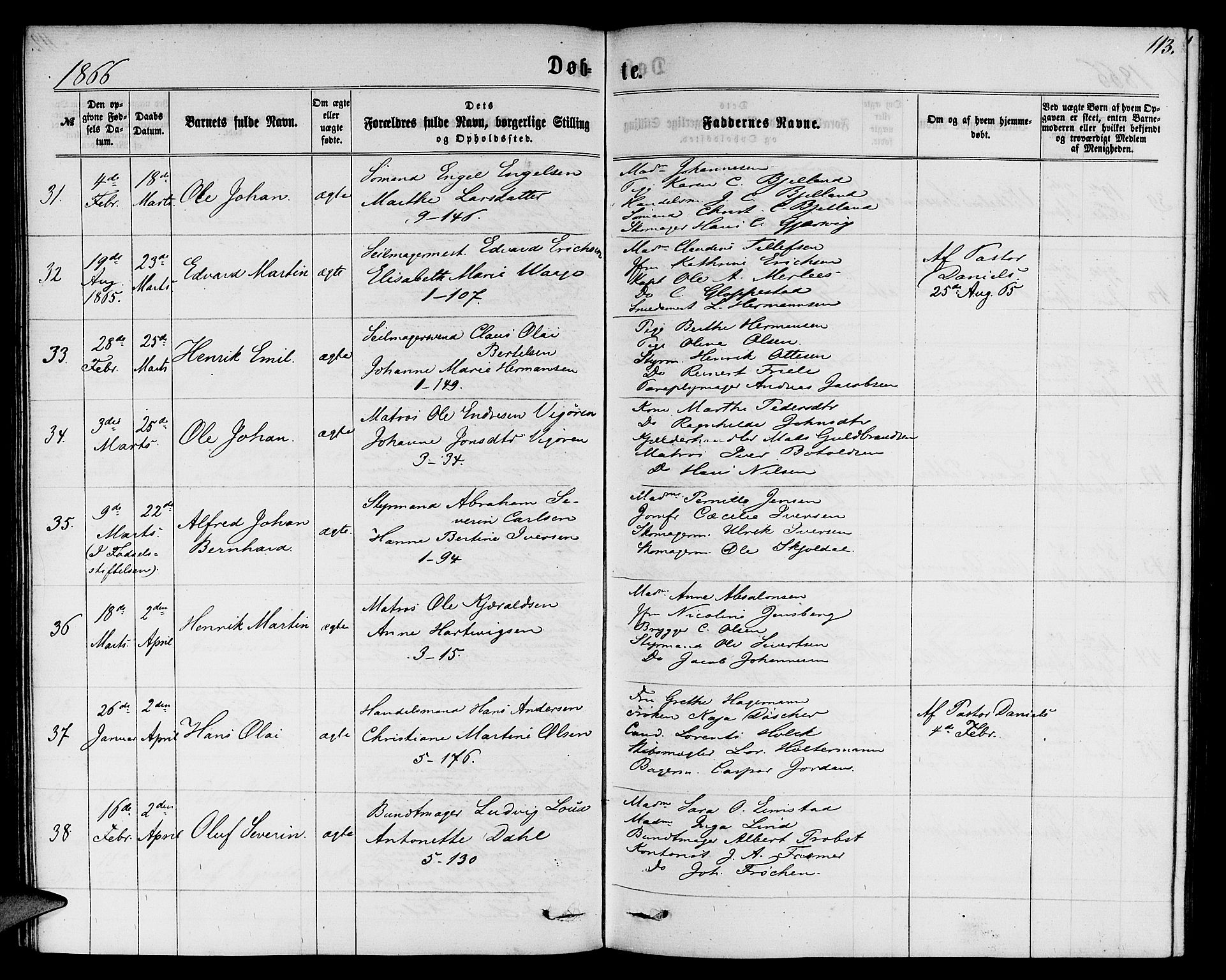 Nykirken Sokneprestembete, SAB/A-77101/H/Hab: Parish register (copy) no. B 2, 1859-1868, p. 113