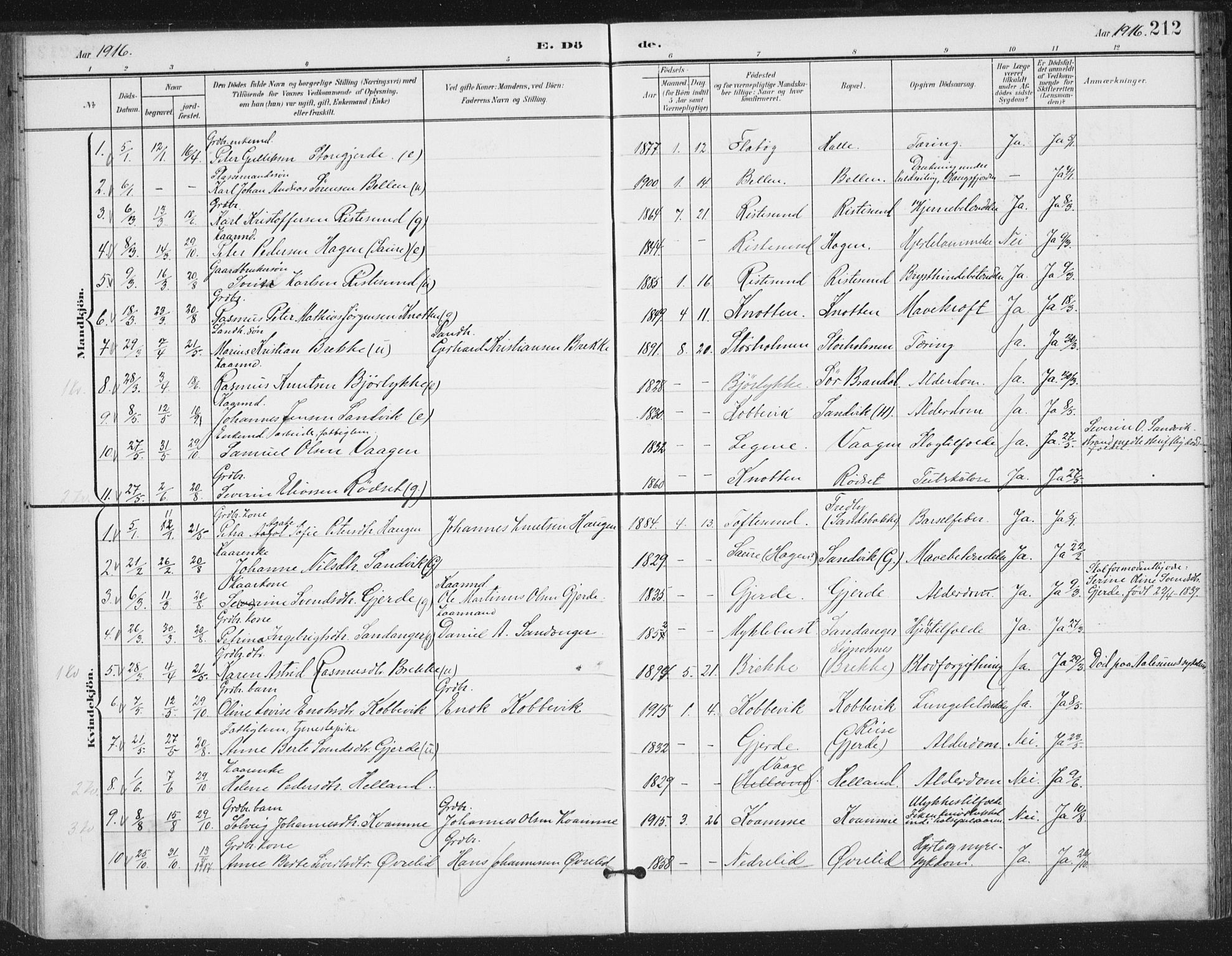 Ministerialprotokoller, klokkerbøker og fødselsregistre - Møre og Romsdal, AV/SAT-A-1454/503/L0038: Parish register (official) no. 503A06, 1901-1917, p. 212