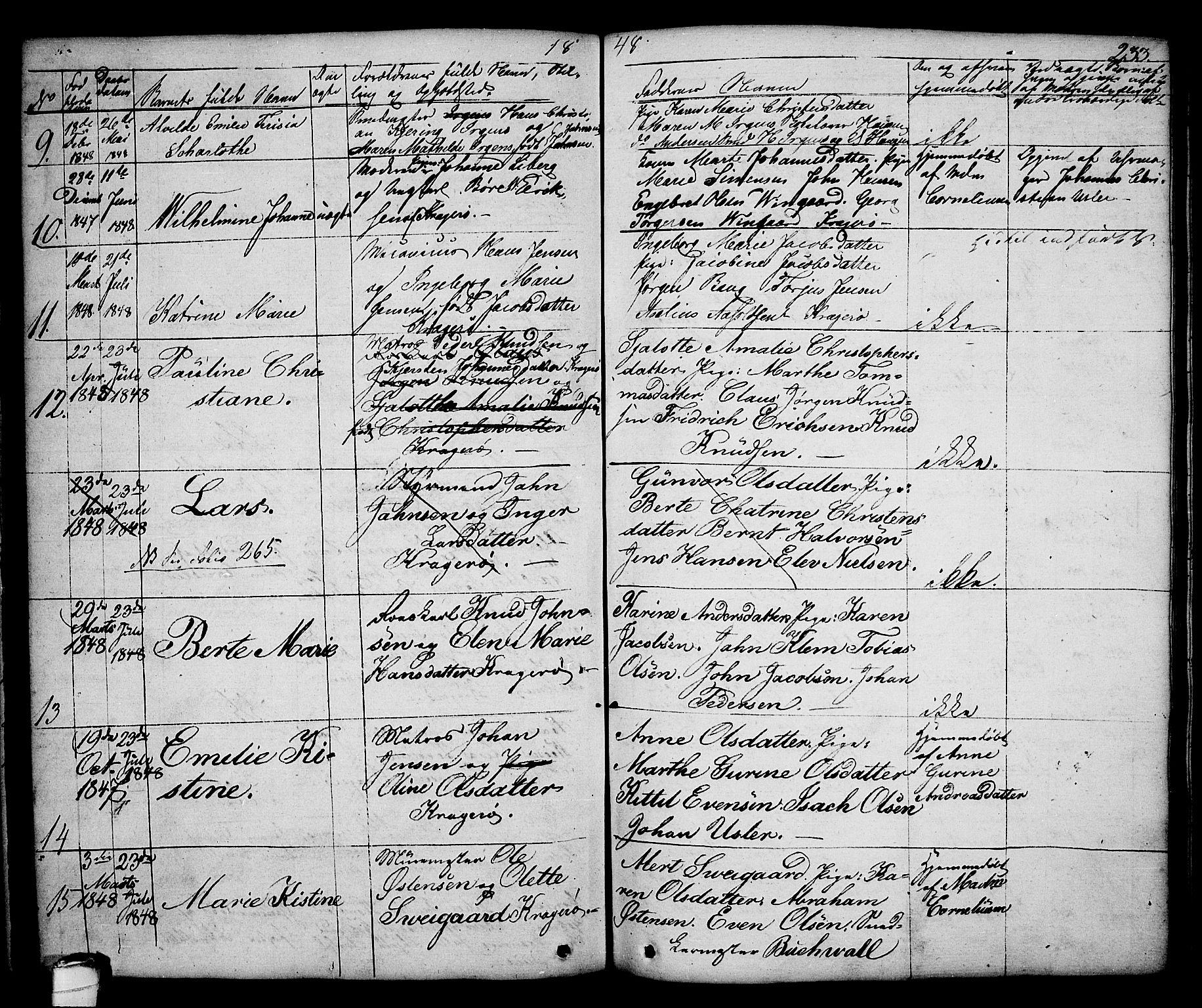 Kragerø kirkebøker, SAKO/A-278/G/Ga/L0003: Parish register (copy) no. 3, 1832-1852, p. 233