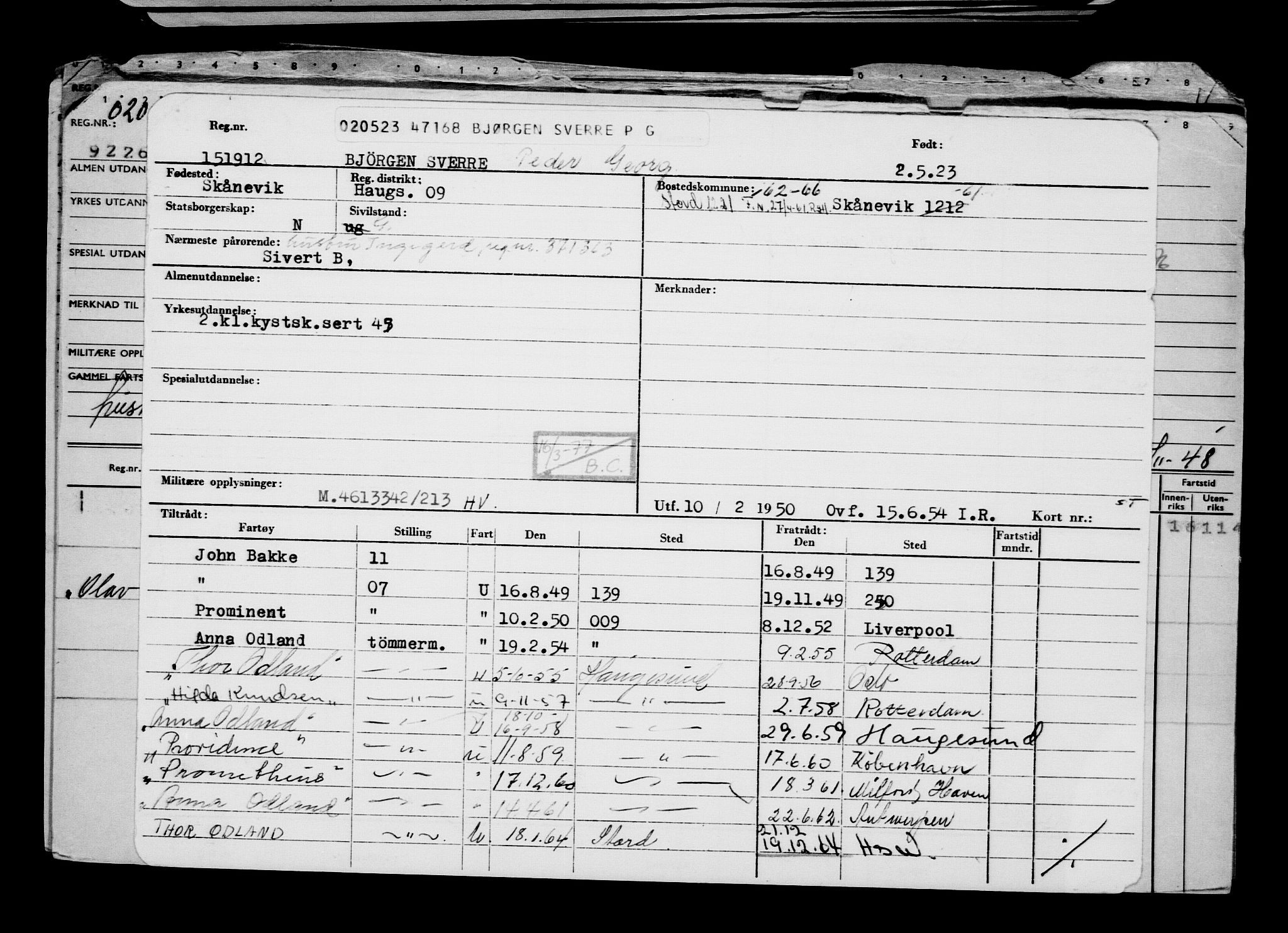 Direktoratet for sjømenn, RA/S-3545/G/Gb/L0218: Hovedkort, 1923, p. 498