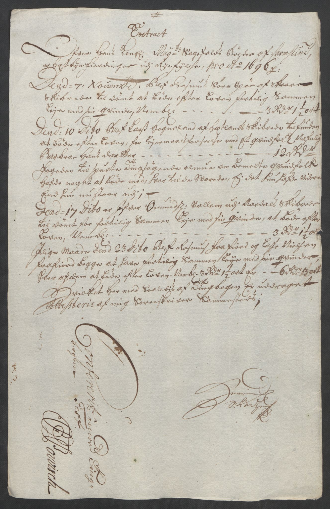 Rentekammeret inntil 1814, Reviderte regnskaper, Fogderegnskap, AV/RA-EA-4092/R47/L2857: Fogderegnskap Ryfylke, 1694-1696, p. 261