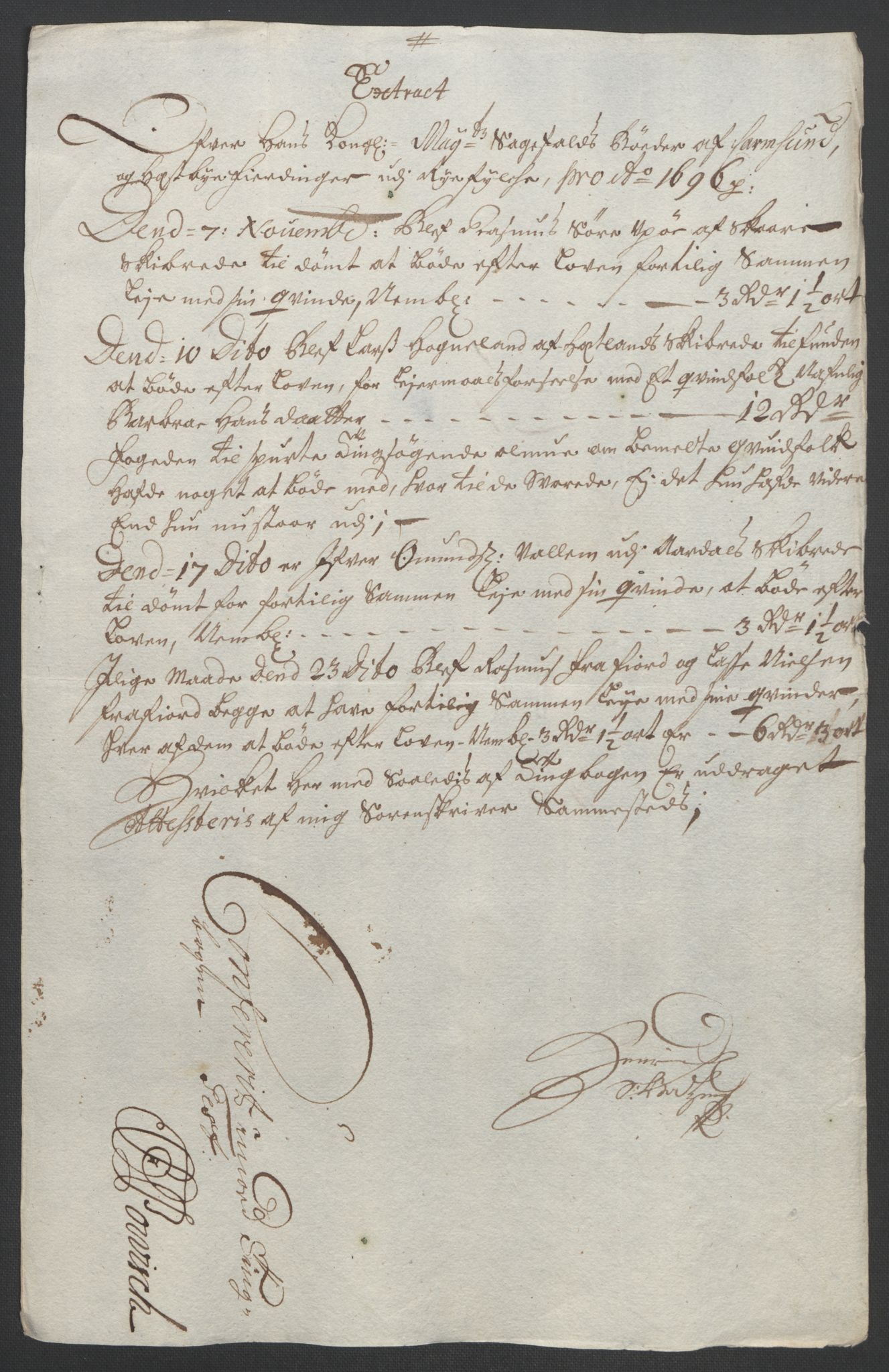 Rentekammeret inntil 1814, Reviderte regnskaper, Fogderegnskap, RA/EA-4092/R47/L2857: Fogderegnskap Ryfylke, 1694-1696, p. 261