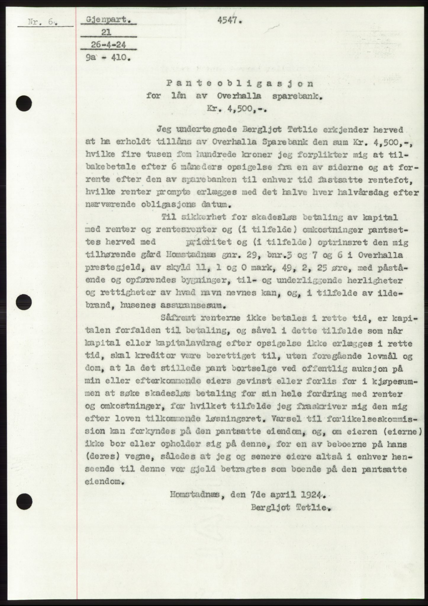 Namdal sorenskriveri, SAT/A-4133/1/2/2C: Mortgage book no. -, 1922-1925, Deed date: 26.04.1924