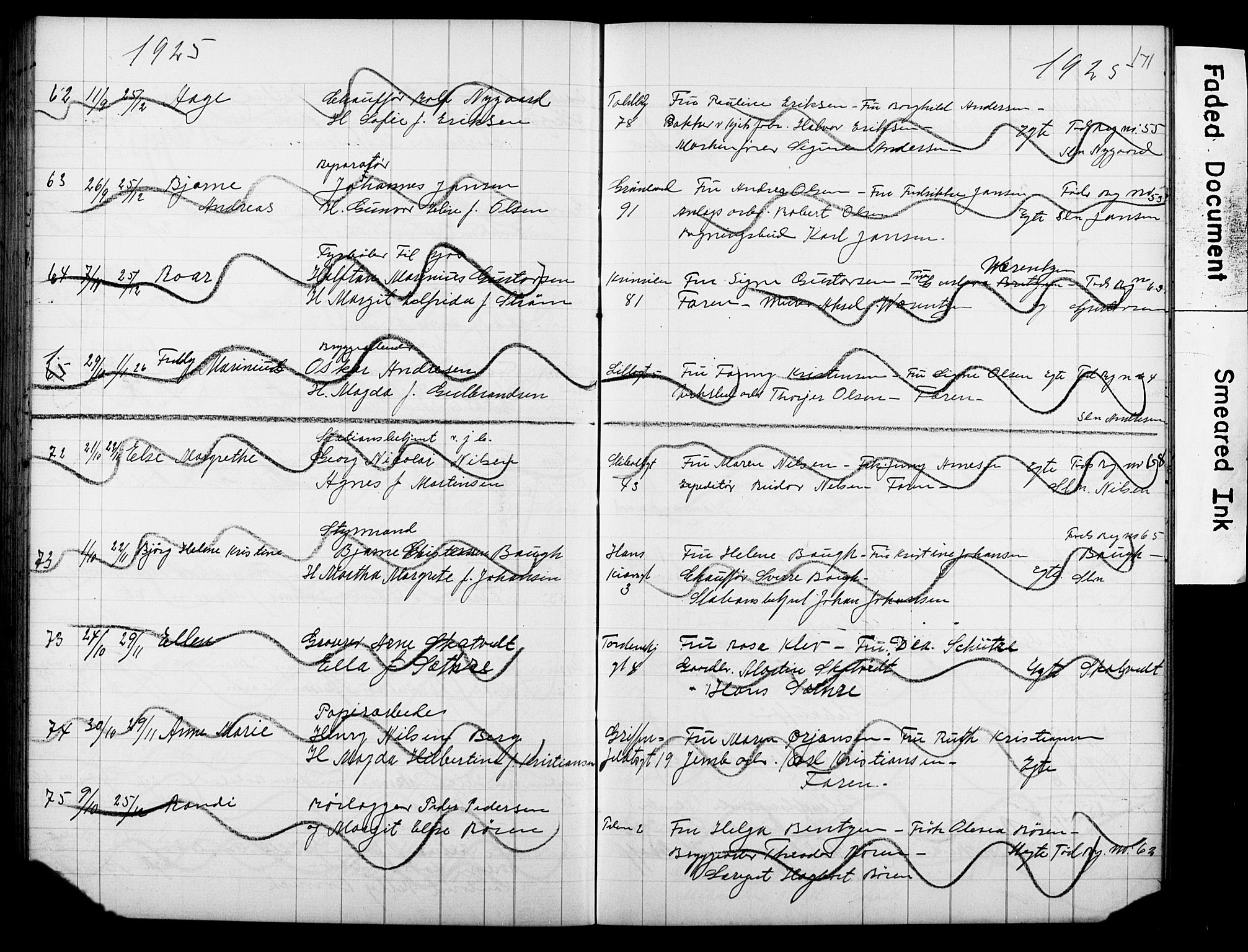 Strømsø kirkebøker, AV/SAKO-A-246/Y/Ya/L0007: Parish register draft no. I 7, 1915-1932, p. 171