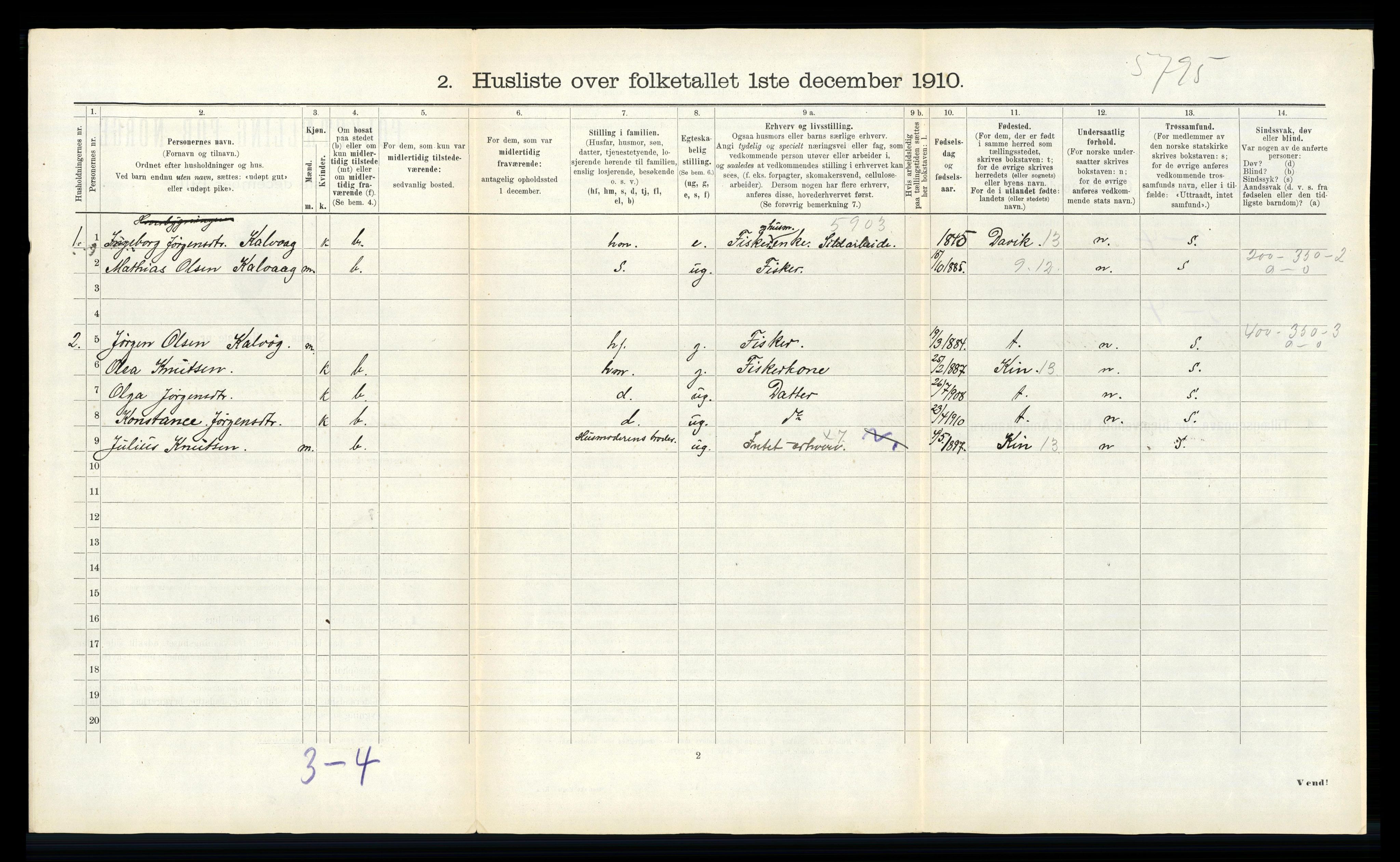 RA, 1910 census for Bremanger, 1910, p. 64