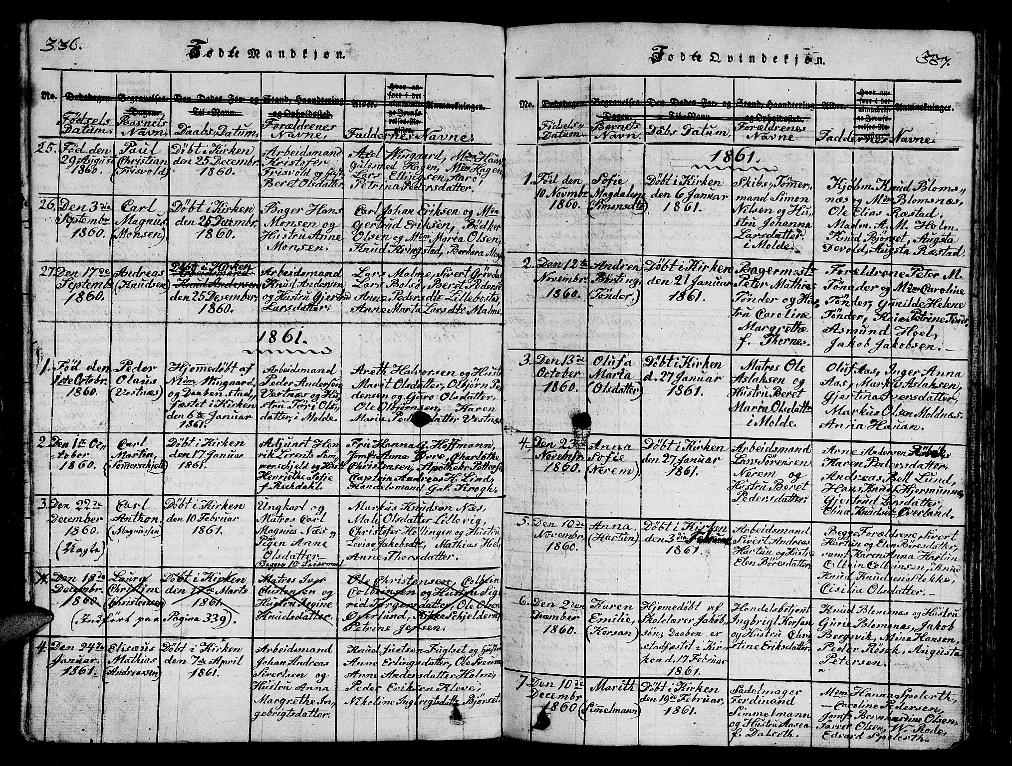 Ministerialprotokoller, klokkerbøker og fødselsregistre - Møre og Romsdal, SAT/A-1454/558/L0700: Parish register (copy) no. 558C01, 1818-1868, p. 336-337