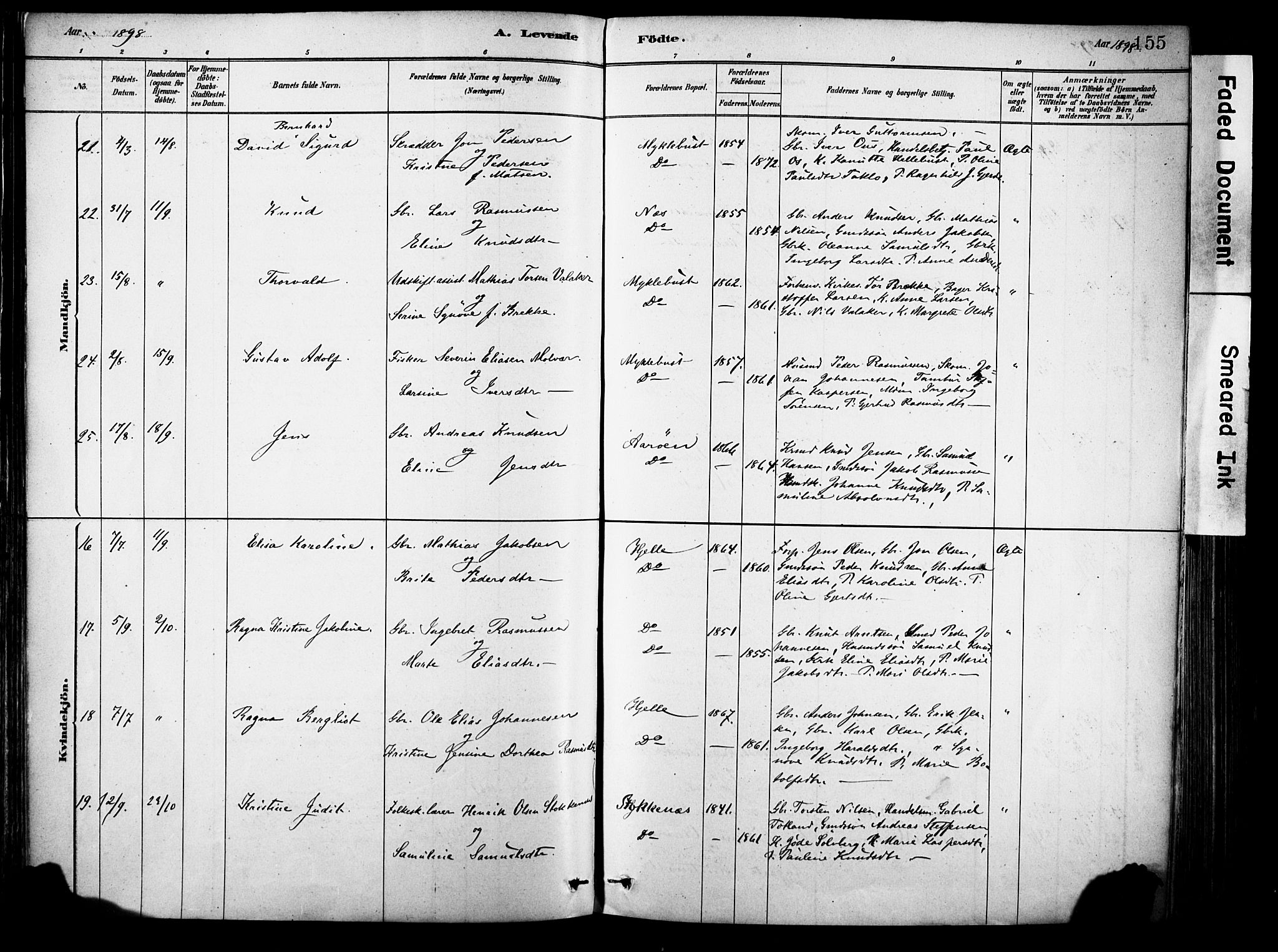 Eid sokneprestembete, AV/SAB-A-82301/H/Haa/Haab/L0001: Parish register (official) no. B 1, 1879-1906, p. 155