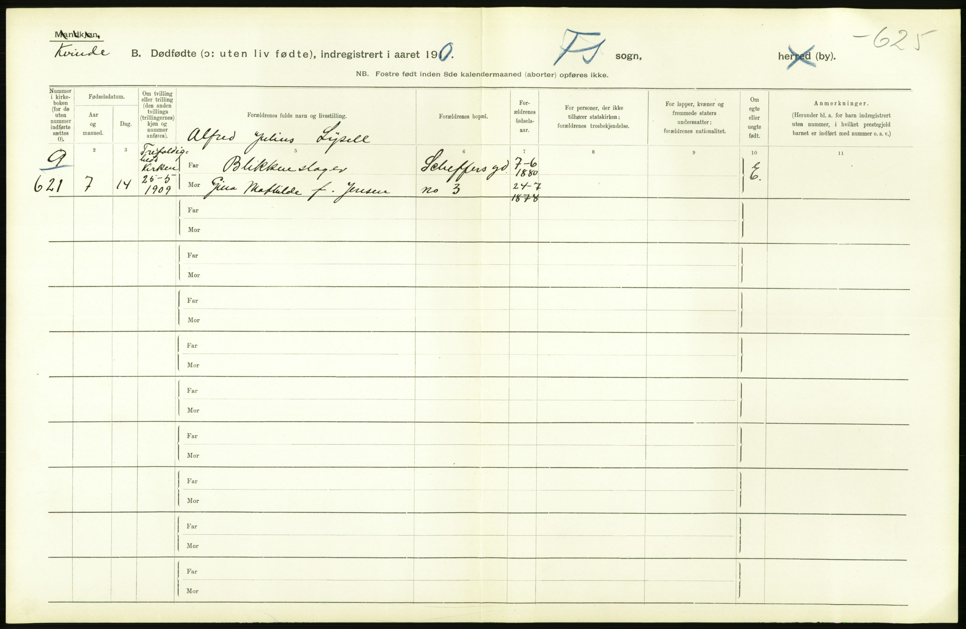 Statistisk sentralbyrå, Sosiodemografiske emner, Befolkning, AV/RA-S-2228/D/Df/Dfa/Dfah/L0009: Kristiania: Gifte og dødfødte., 1910, p. 894
