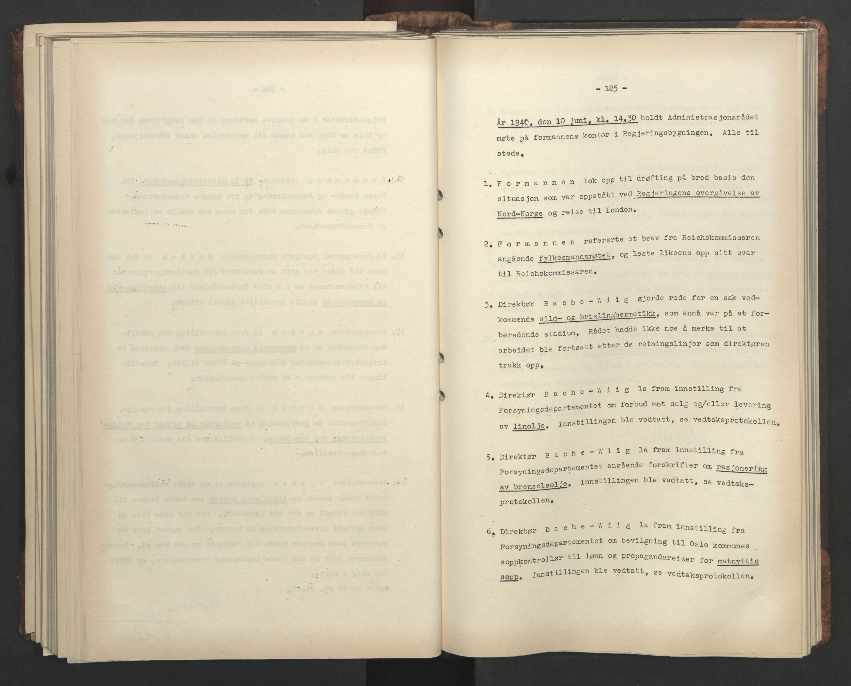 Administrasjonsrådet, AV/RA-S-1004/A/L0001: Møteprotokoll med tillegg 15/4-25/9, 1940, p. 185