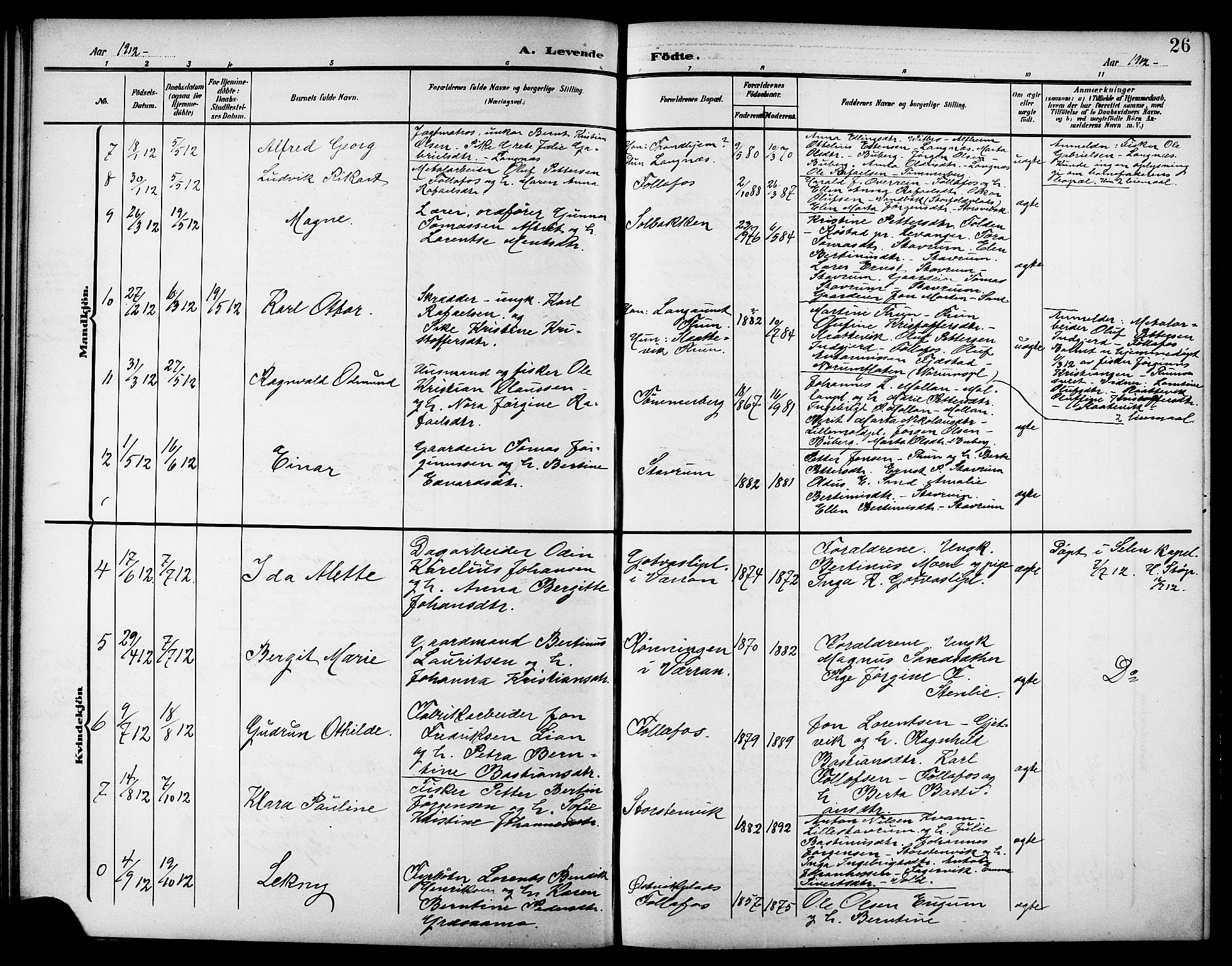 Ministerialprotokoller, klokkerbøker og fødselsregistre - Nord-Trøndelag, AV/SAT-A-1458/744/L0424: Parish register (copy) no. 744C03, 1906-1923, p. 26