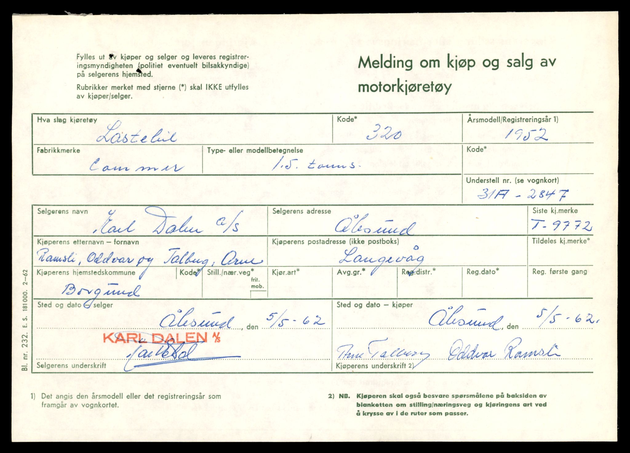 Møre og Romsdal vegkontor - Ålesund trafikkstasjon, AV/SAT-A-4099/F/Fe/L0036: Registreringskort for kjøretøy T 12831 - T 13030, 1927-1998, p. 1225