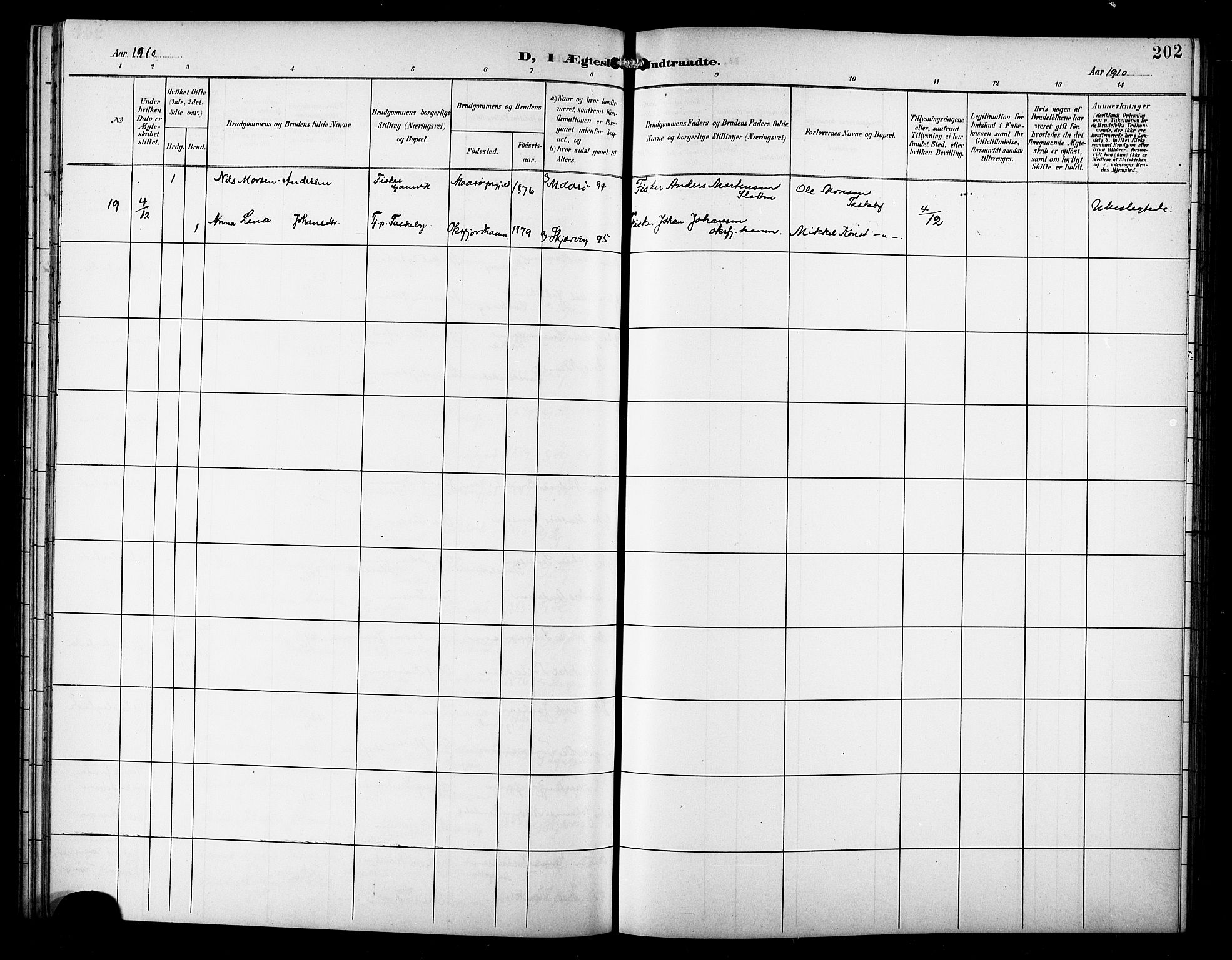 Skjervøy sokneprestkontor, AV/SATØ-S-1300/H/Ha/Hab/L0008klokker: Parish register (copy) no. 8, 1900-1910, p. 202