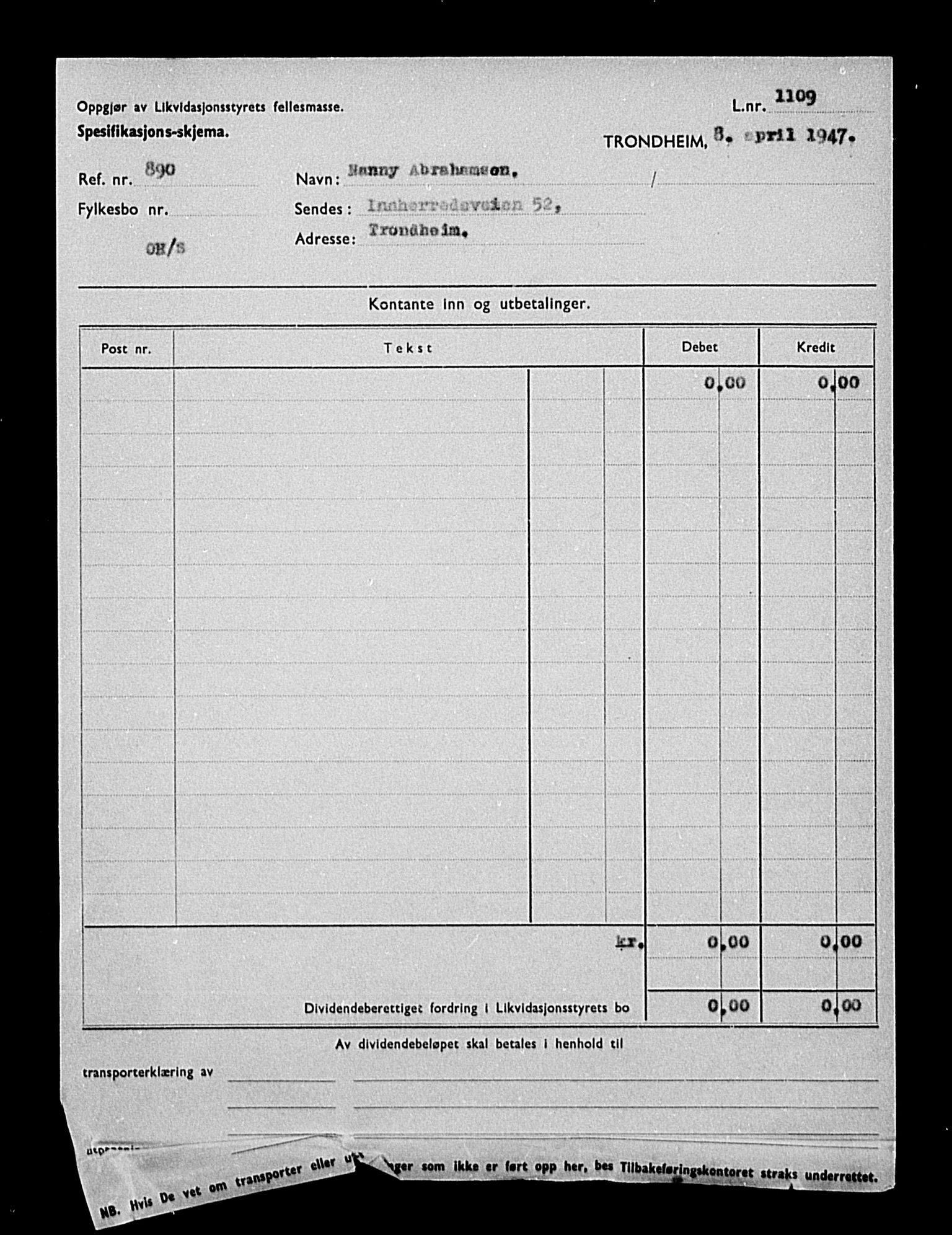 Justisdepartementet, Tilbakeføringskontoret for inndratte formuer, AV/RA-S-1564/H/Hc/Hca/L0892: --, 1945-1947, p. 258