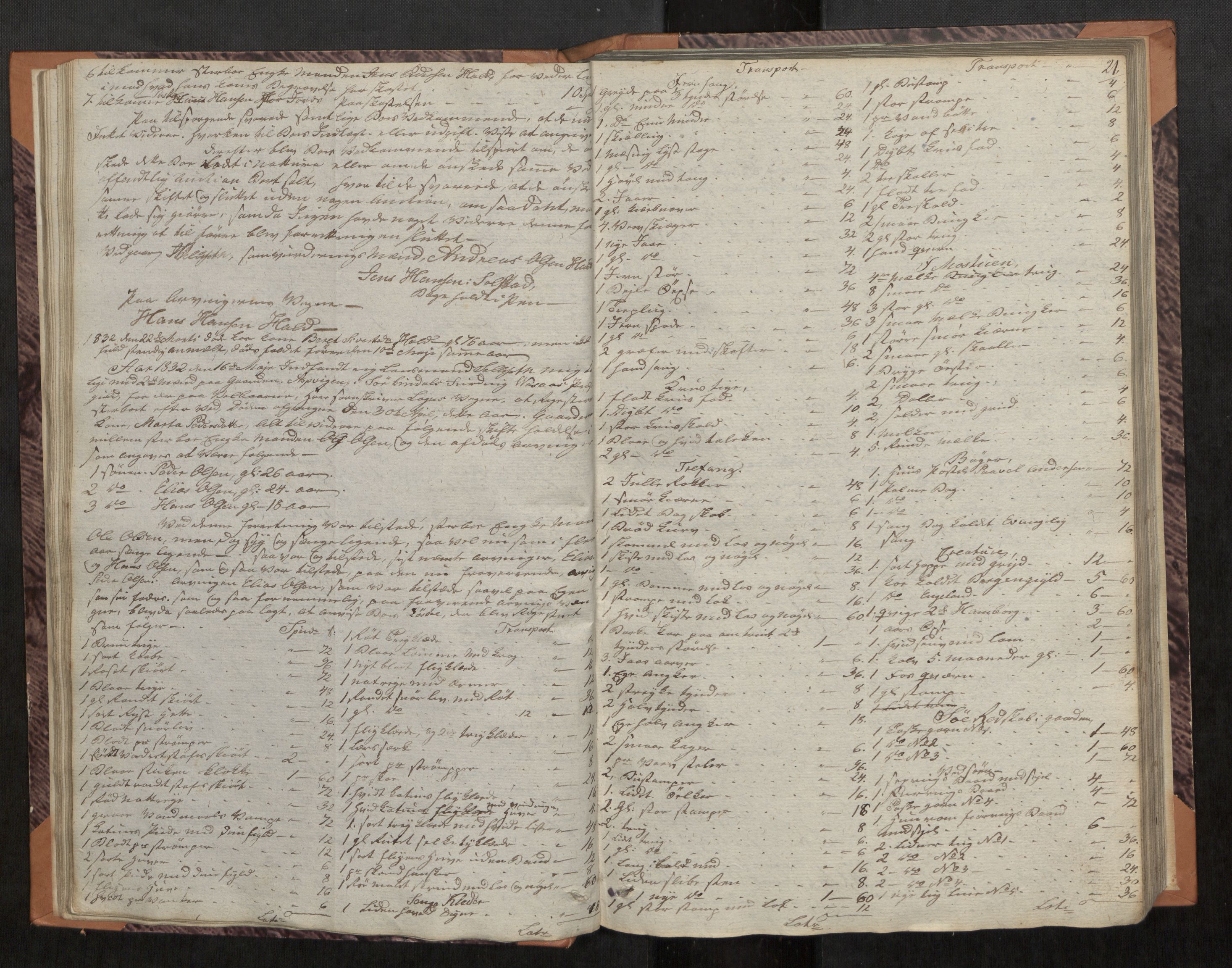 Namdal sorenskriveri, AV/SAT-A-4133/1/3/3Ca/L0001: Skifteregistreringsprotokoll, 1829-1840, p. 21