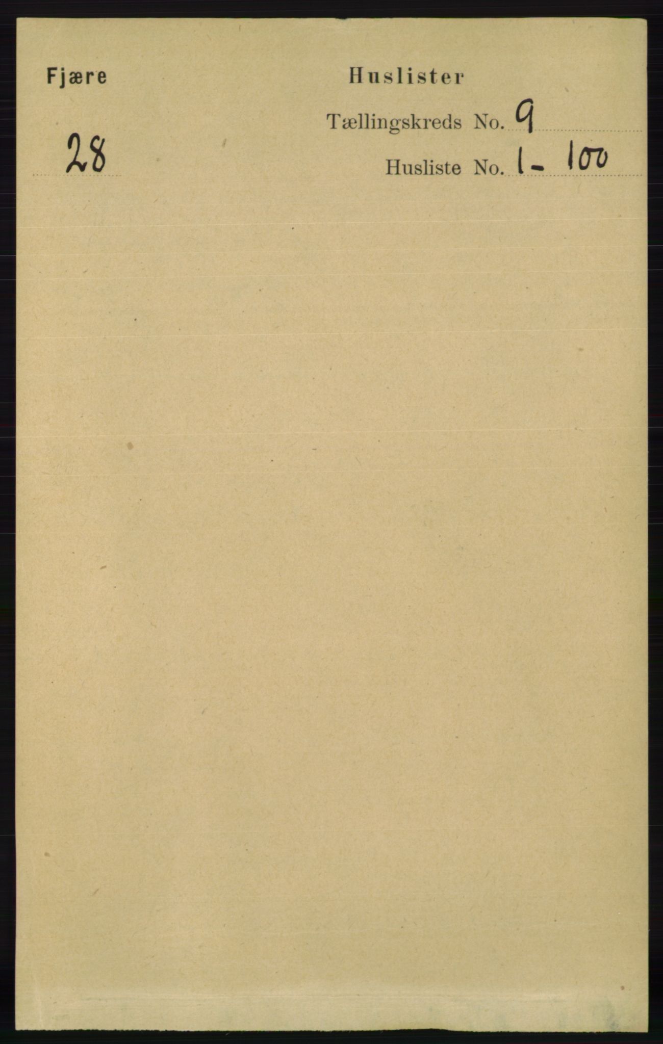 RA, 1891 census for 0923 Fjære, 1891, p. 4097