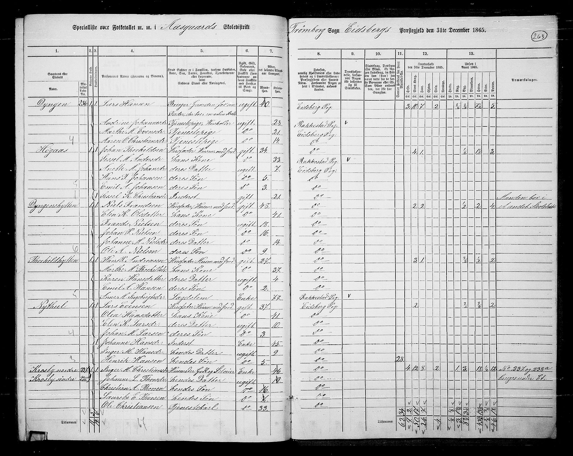 RA, 1865 census for Eidsberg, 1865, p. 239