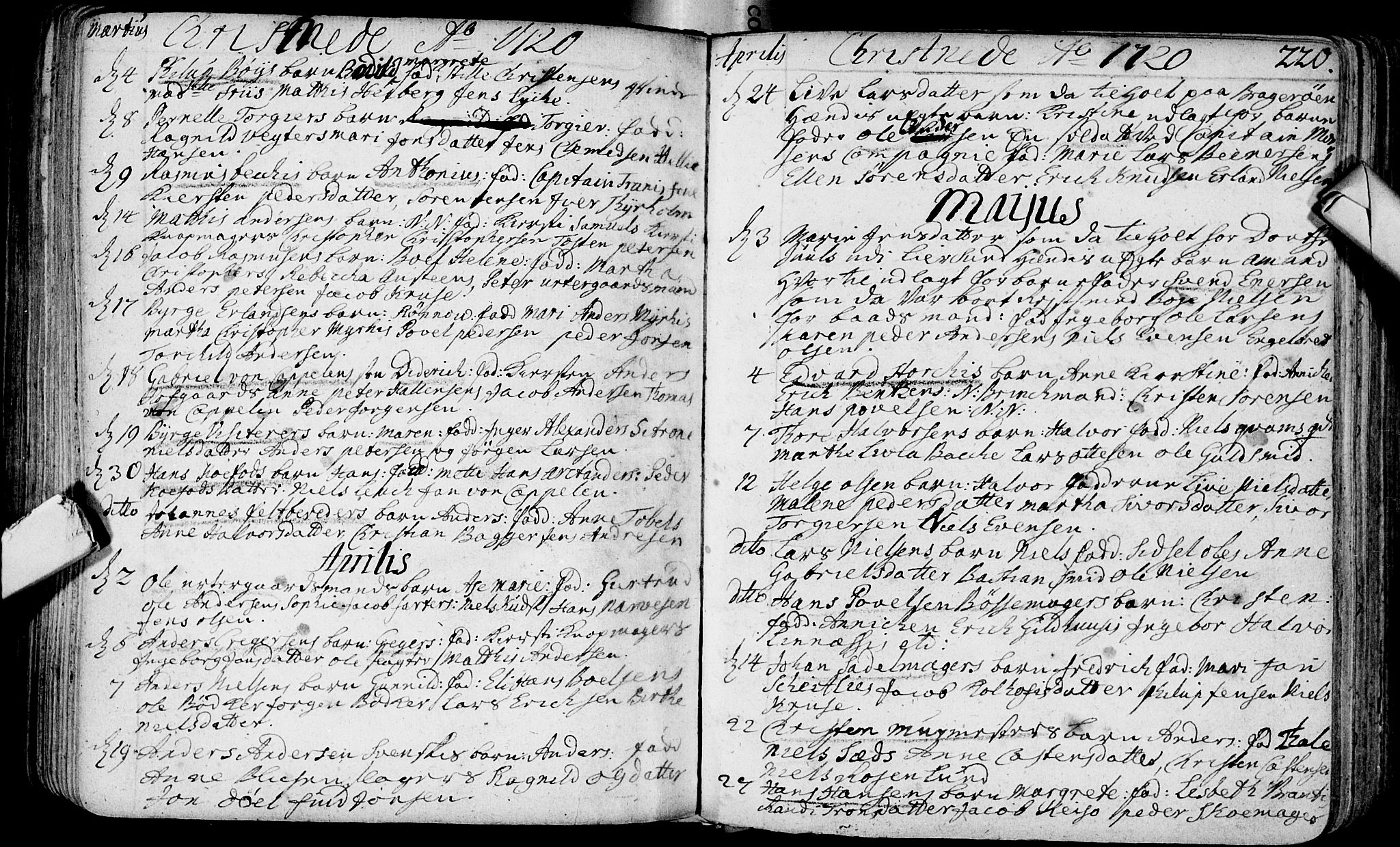 Bragernes kirkebøker, AV/SAKO-A-6/F/Fa/L0003: Parish register (official) no. I 3, 1706-1734, p. 220