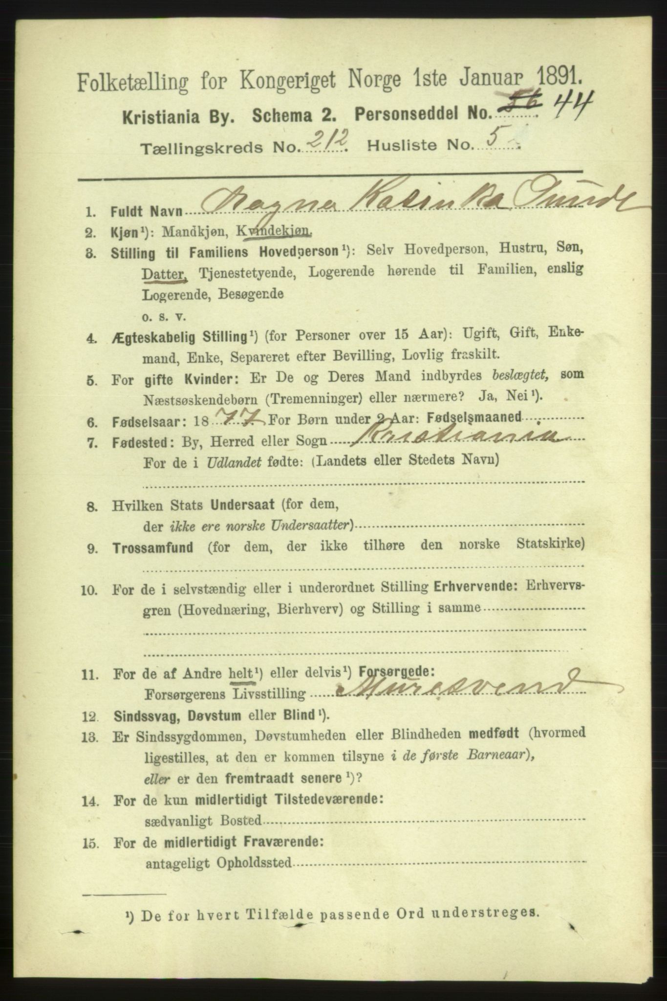 RA, 1891 census for 0301 Kristiania, 1891, p. 126555