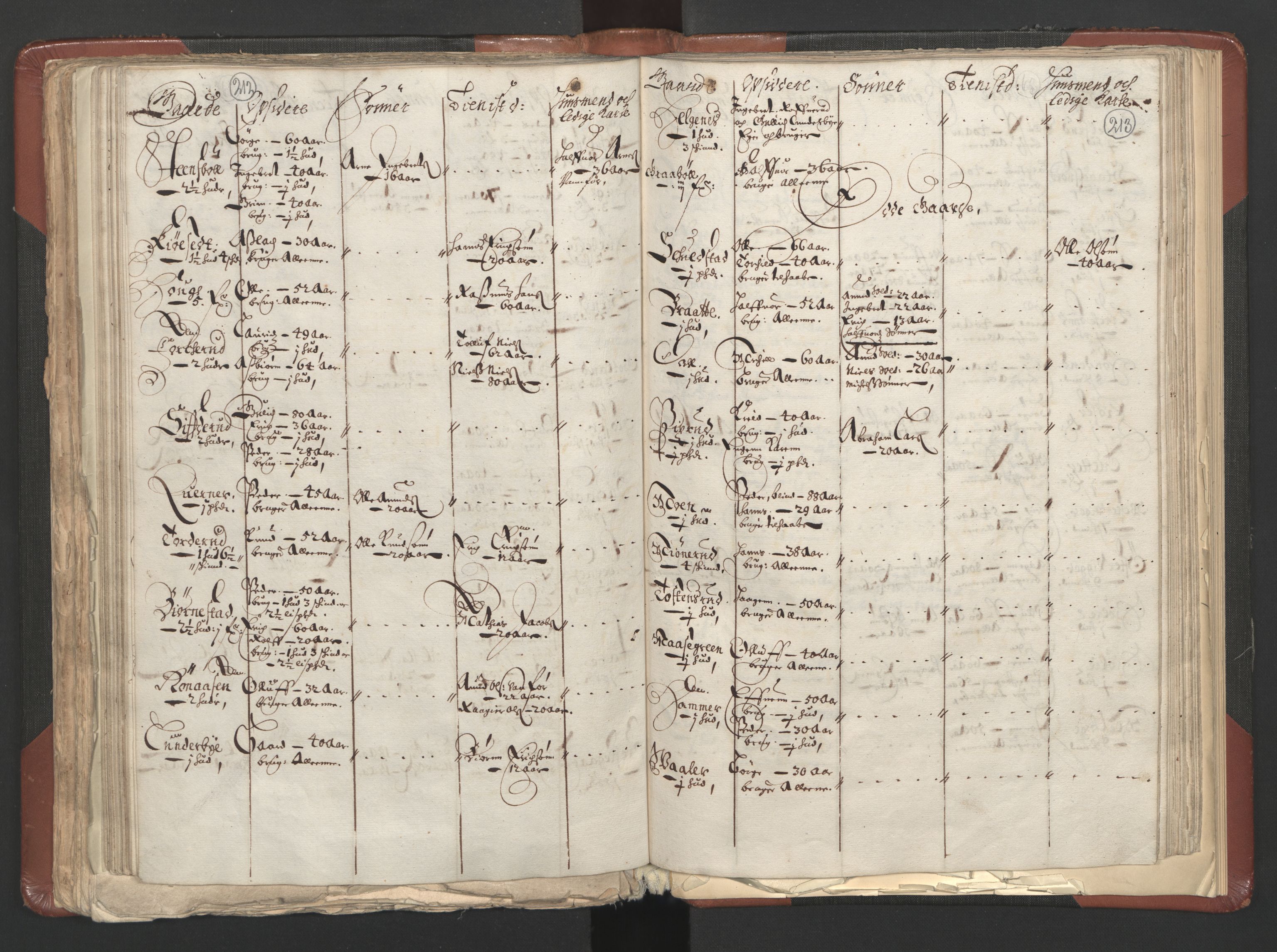 RA, Bailiff's Census 1664-1666, no. 3: Hedmark fogderi and Solør, Østerdal and Odal fogderi, 1664, p. 212-213