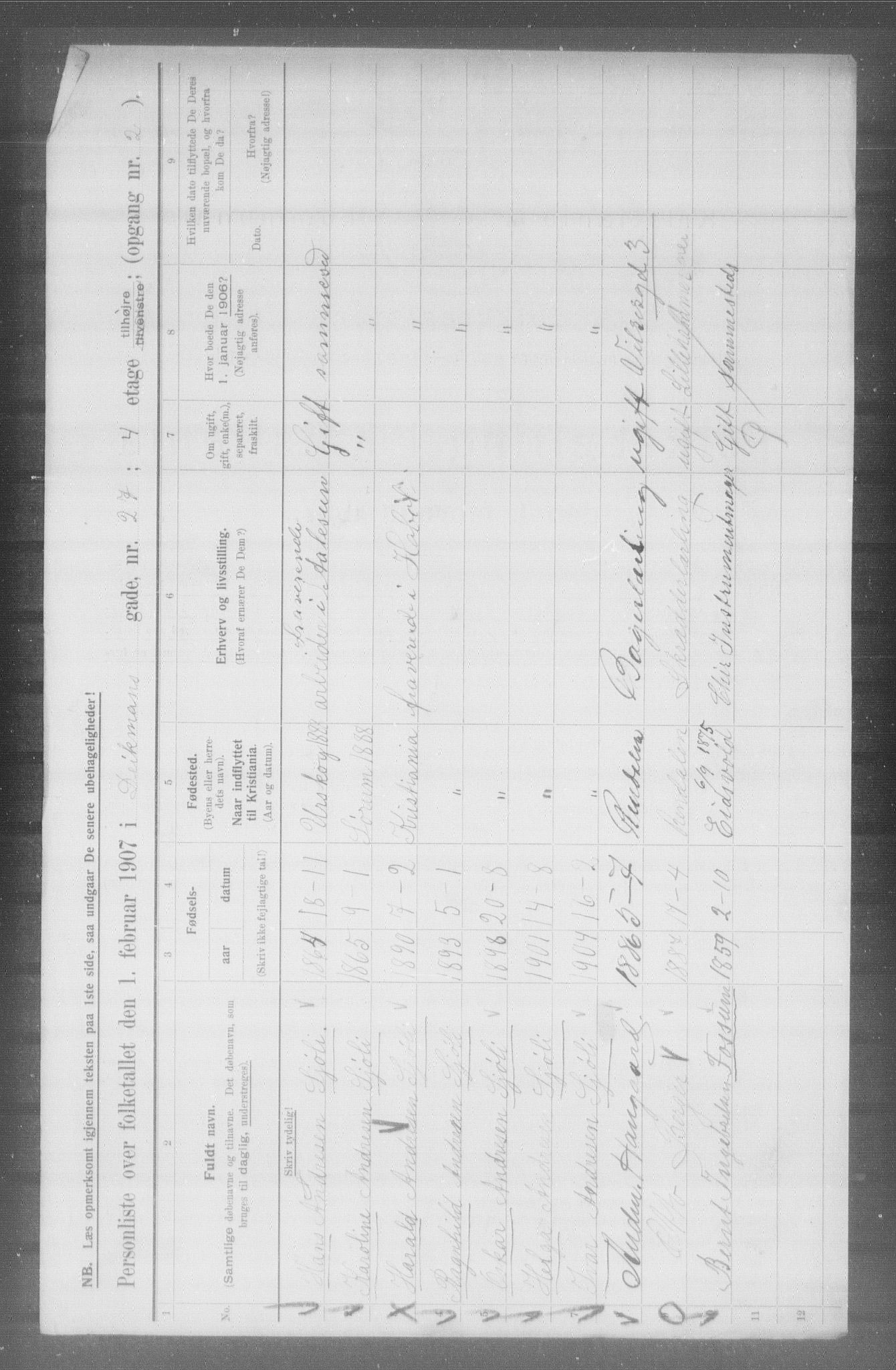 OBA, Municipal Census 1907 for Kristiania, 1907, p. 8040