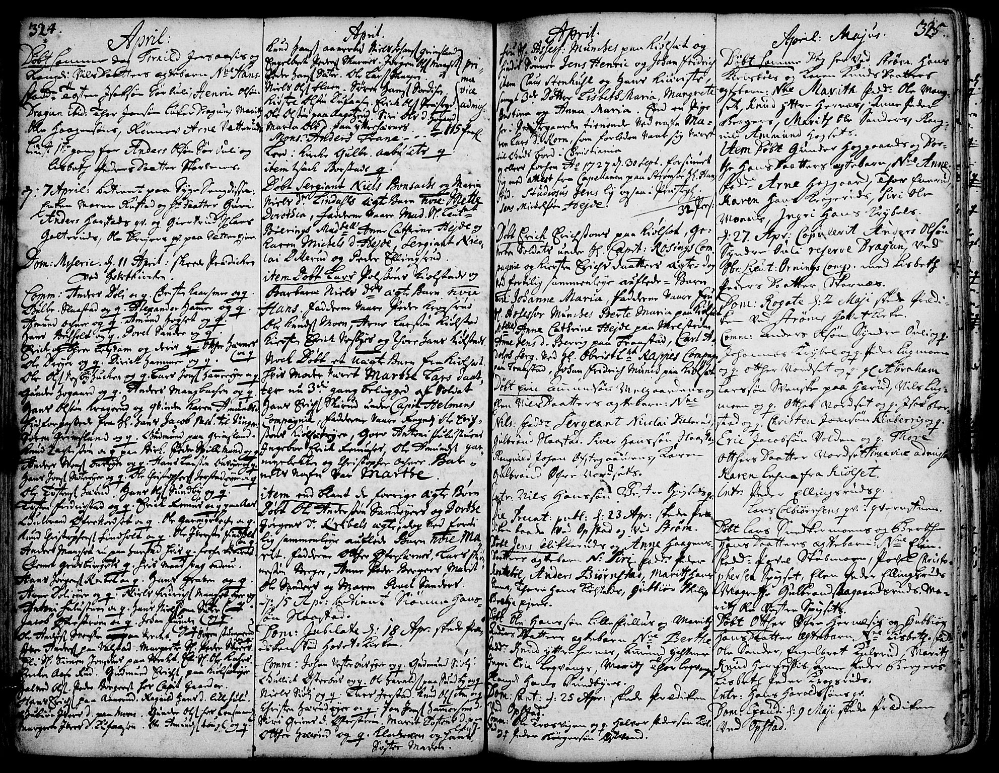 Strøm-Odalen prestekontor, AV/SAH-PREST-028/H/Ha/Haa/L0002: Parish register (official) no. 2, 1716-1740, p. 324-325