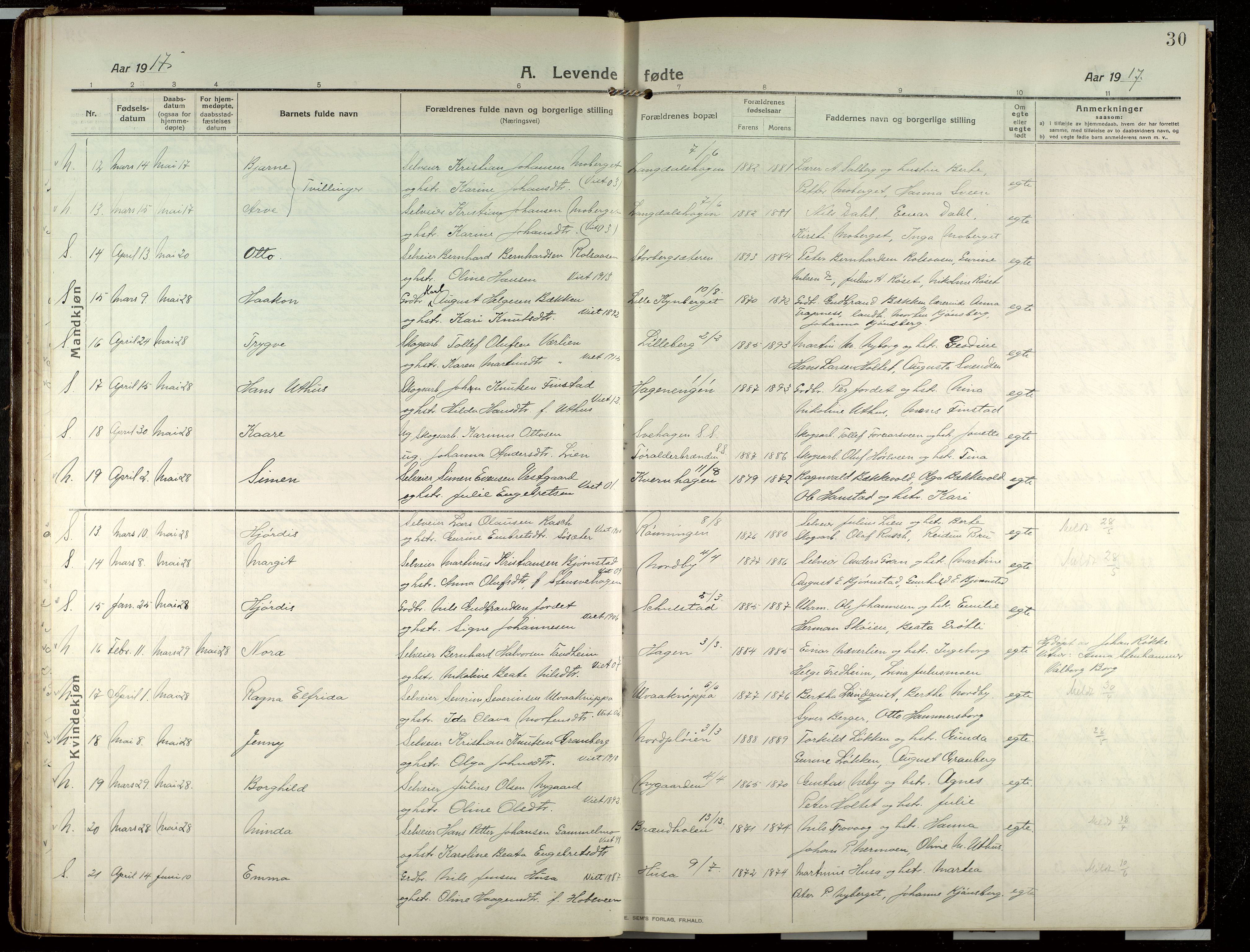 Elverum prestekontor, AV/SAH-PREST-044/H/Ha/Haa/L0022: Parish register (official) no. 22, 1913-1924, p. 30