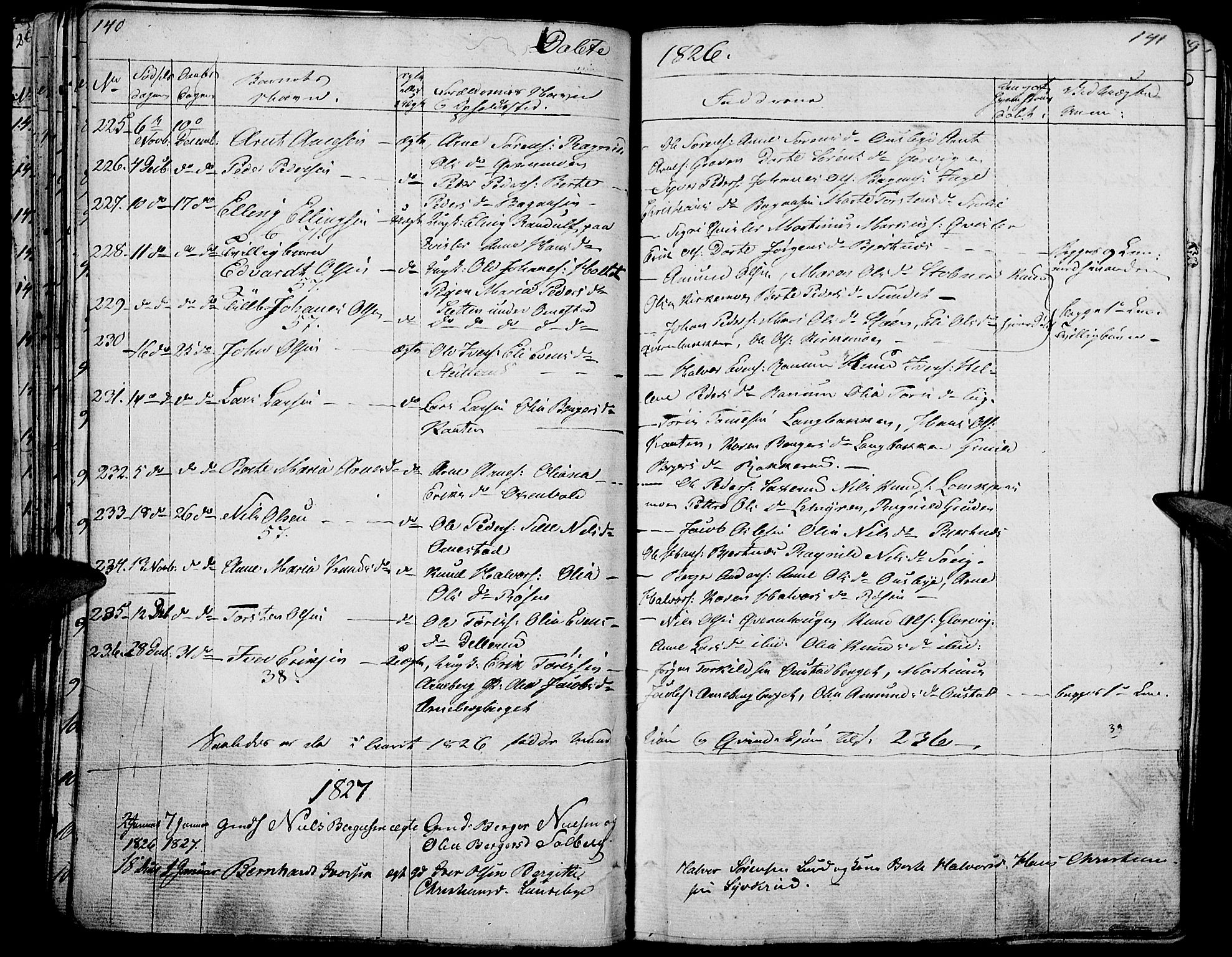 Hof prestekontor, AV/SAH-PREST-038/H/Ha/Haa/L0006: Parish register (official) no. 6, 1822-1841, p. 140-141