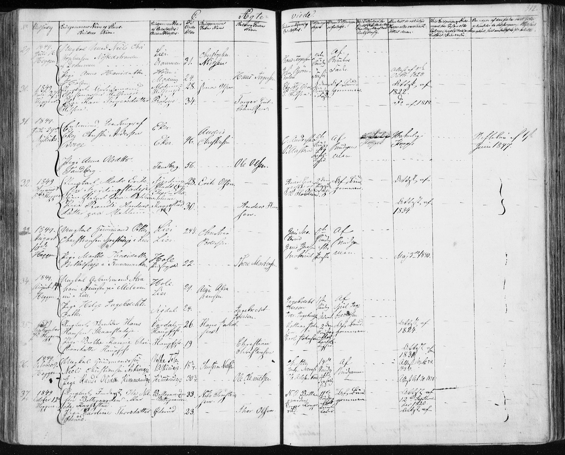 Modum kirkebøker, AV/SAKO-A-234/F/Fa/L0007: Parish register (official) no. 7, 1841-1850, p. 312