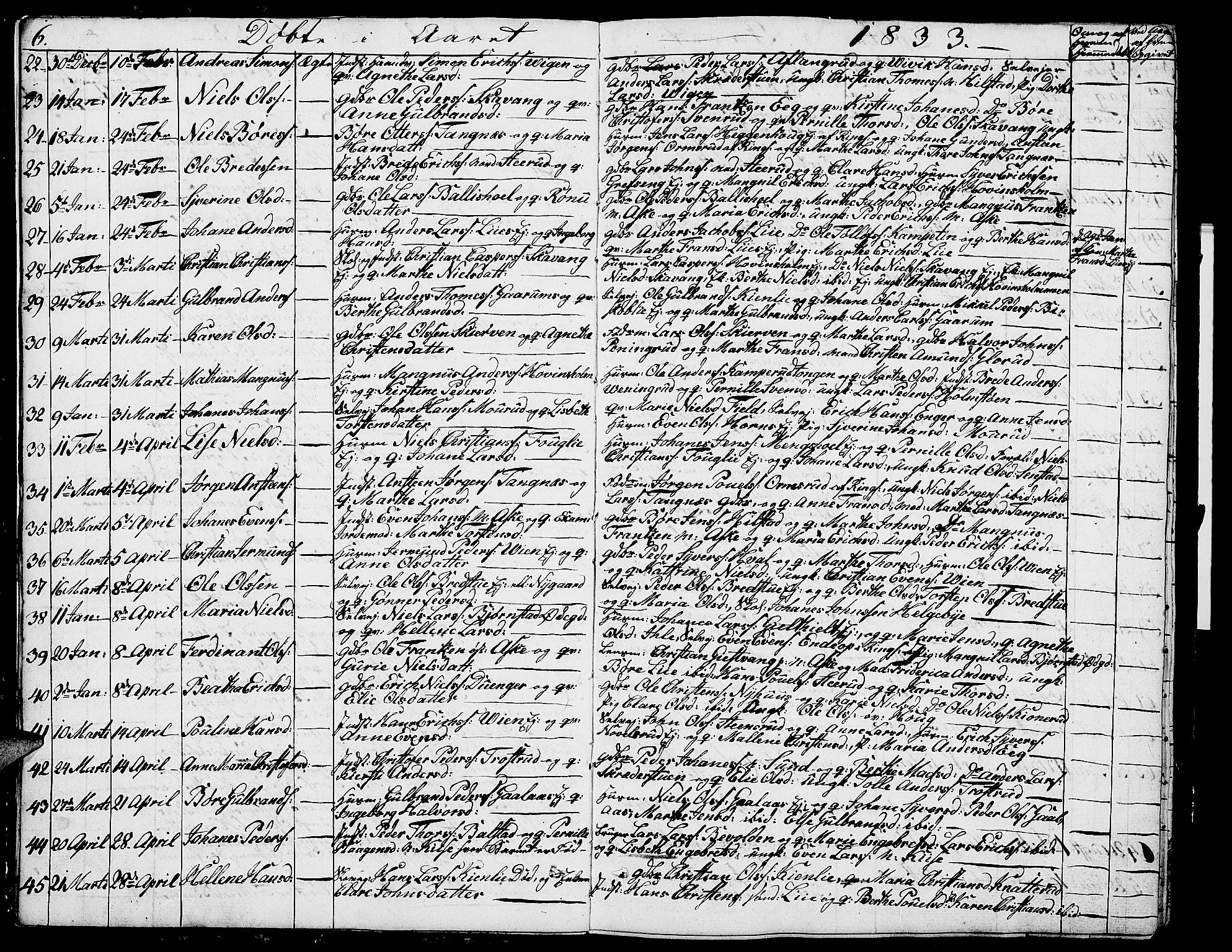 Nes prestekontor, Hedmark, AV/SAH-PREST-020/L/La/L0004: Parish register (copy) no. 4, 1832-1861, p. 6