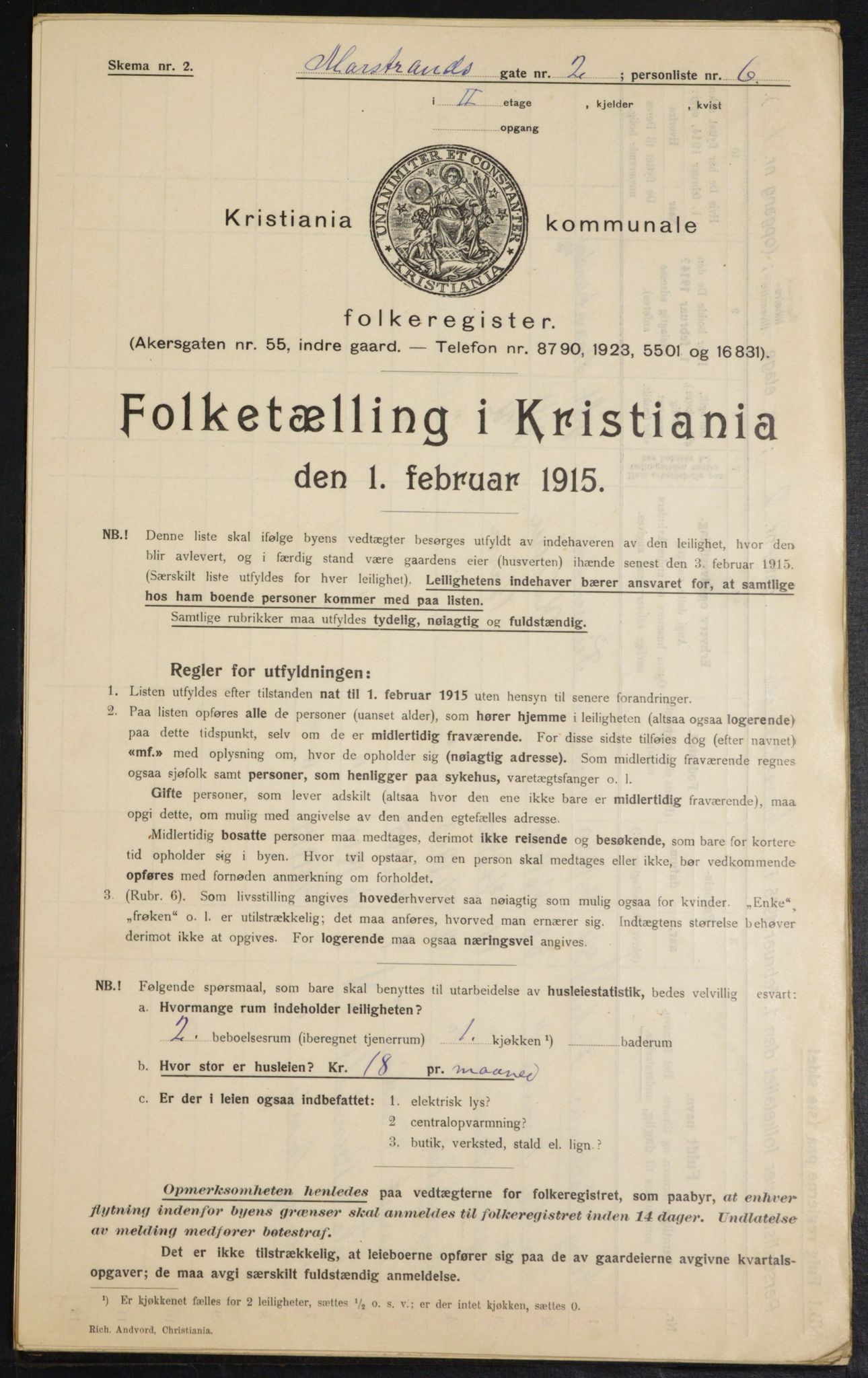 OBA, Municipal Census 1915 for Kristiania, 1915, p. 64094