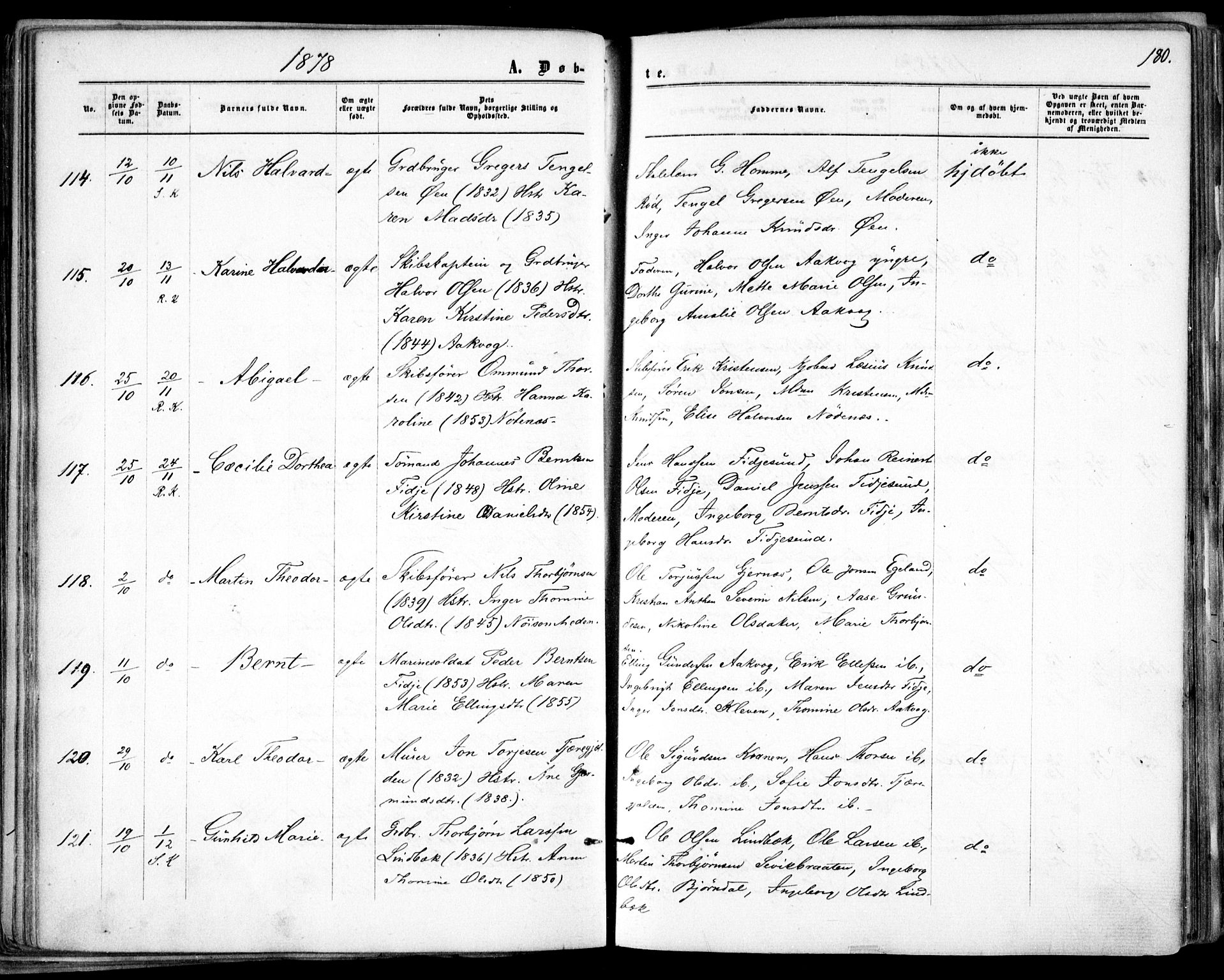 Søndeled sokneprestkontor, AV/SAK-1111-0038/F/Fa/L0003: Parish register (official) no. A 3, 1861-1879, p. 180