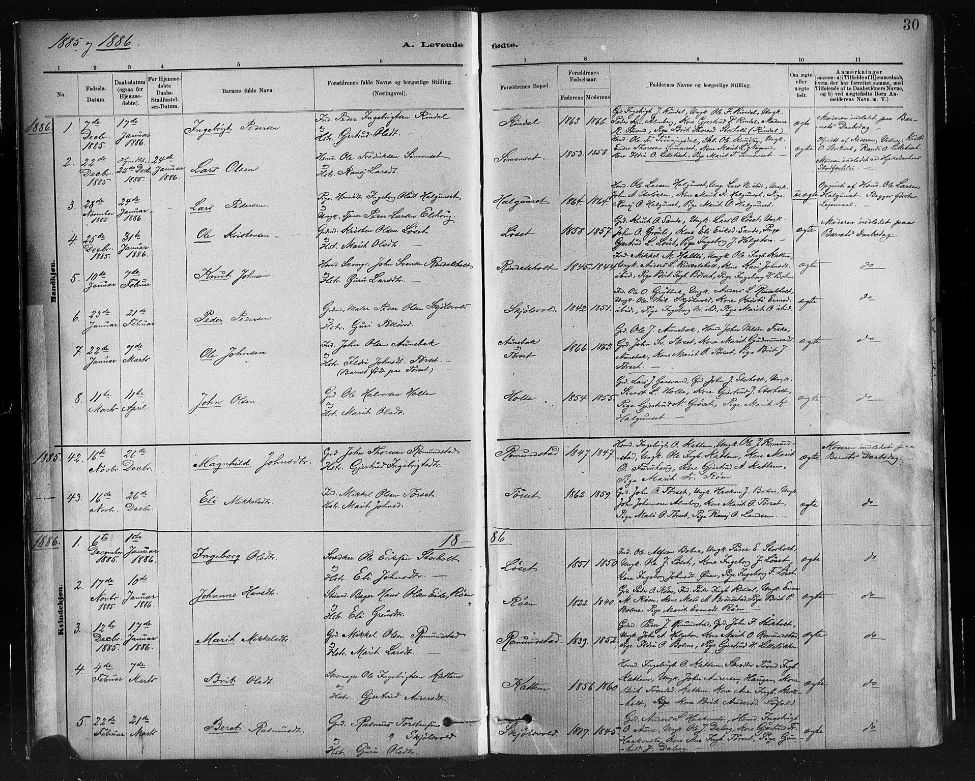 Ministerialprotokoller, klokkerbøker og fødselsregistre - Møre og Romsdal, AV/SAT-A-1454/598/L1069: Parish register (official) no. 598A03, 1882-1895, p. 30