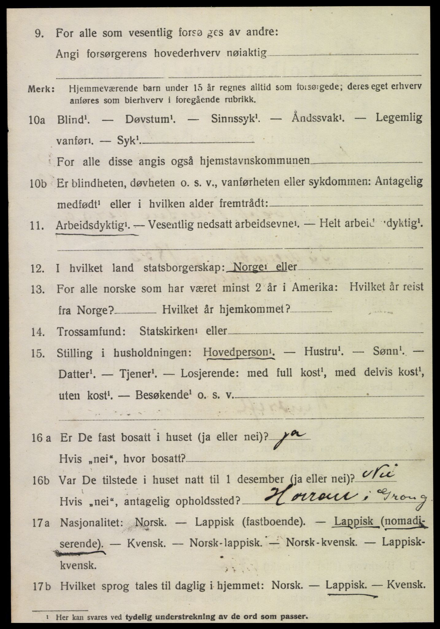 SAT, 1920 census for Snåsa, 1920, p. 1945