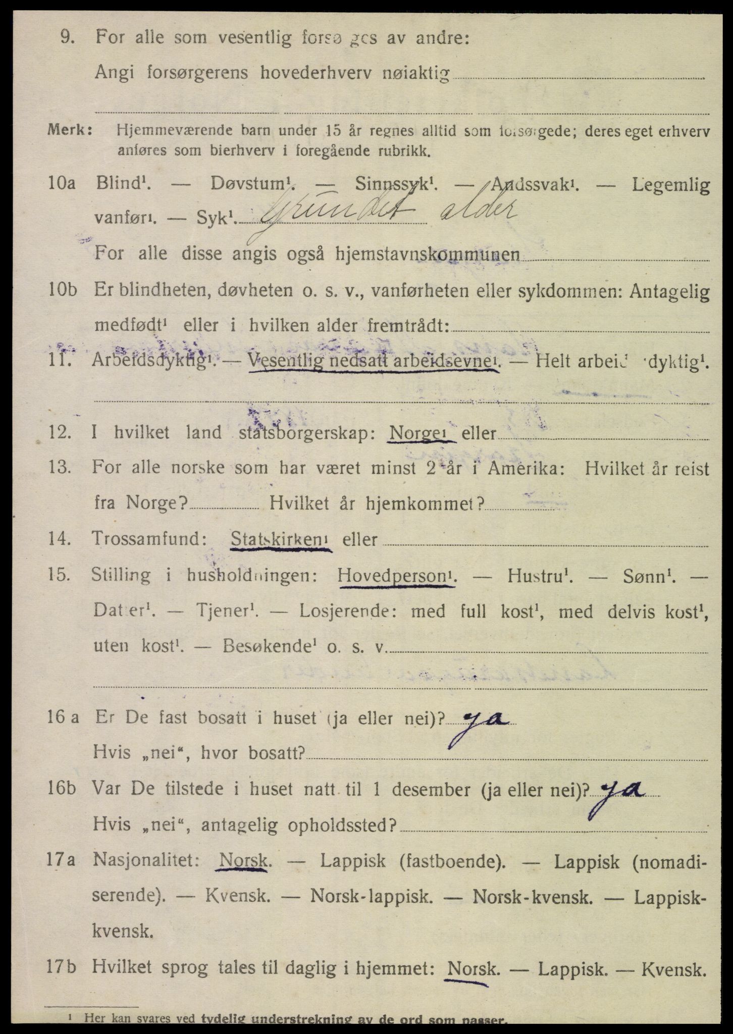 SAT, 1920 census for Korgen, 1920, p. 2409