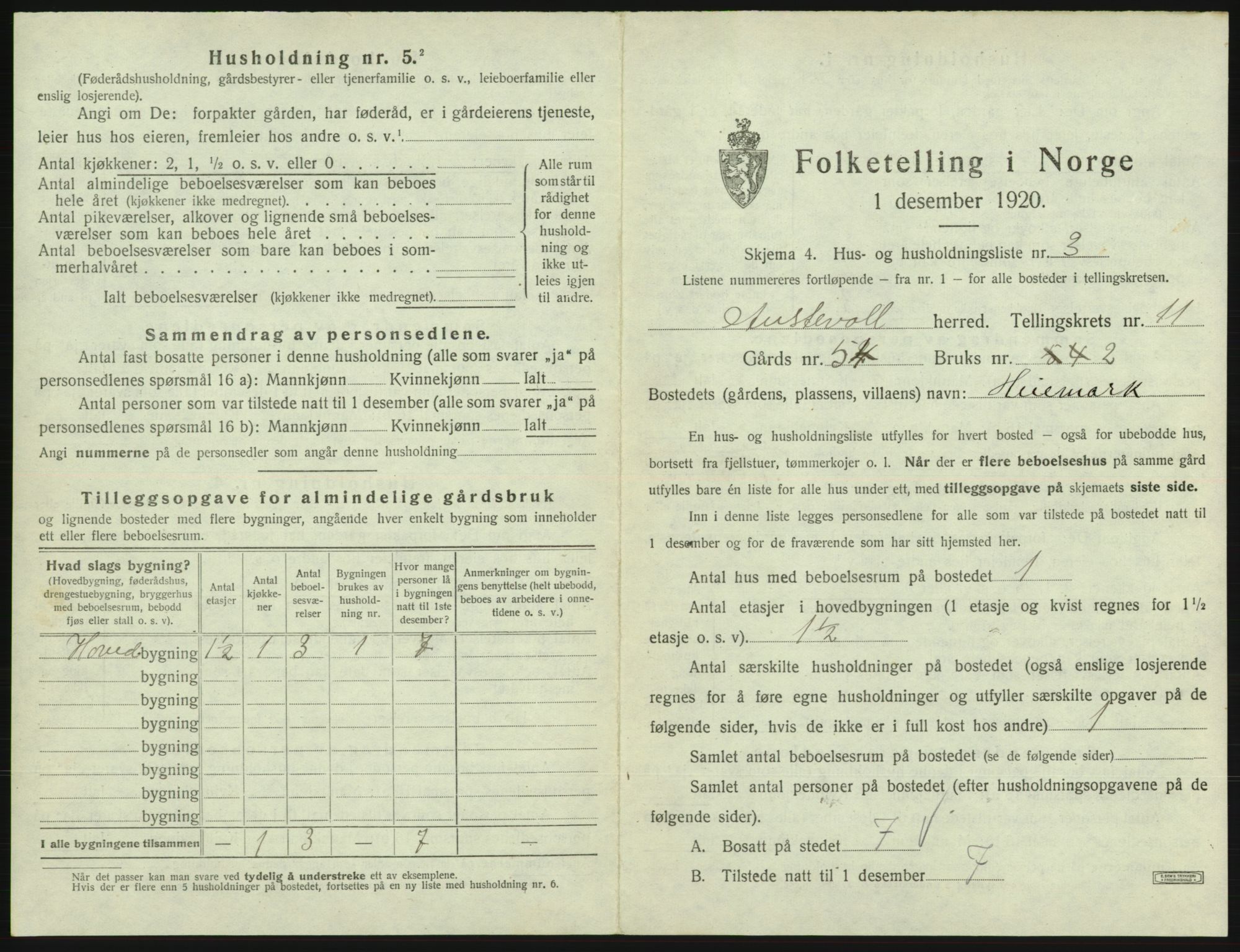 SAB, 1920 census for Austevoll, 1920, p. 817