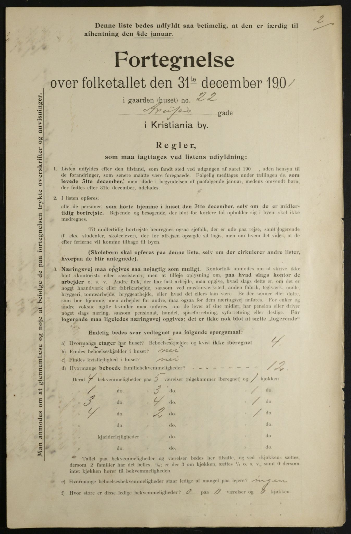 OBA, Municipal Census 1901 for Kristiania, 1901, p. 468