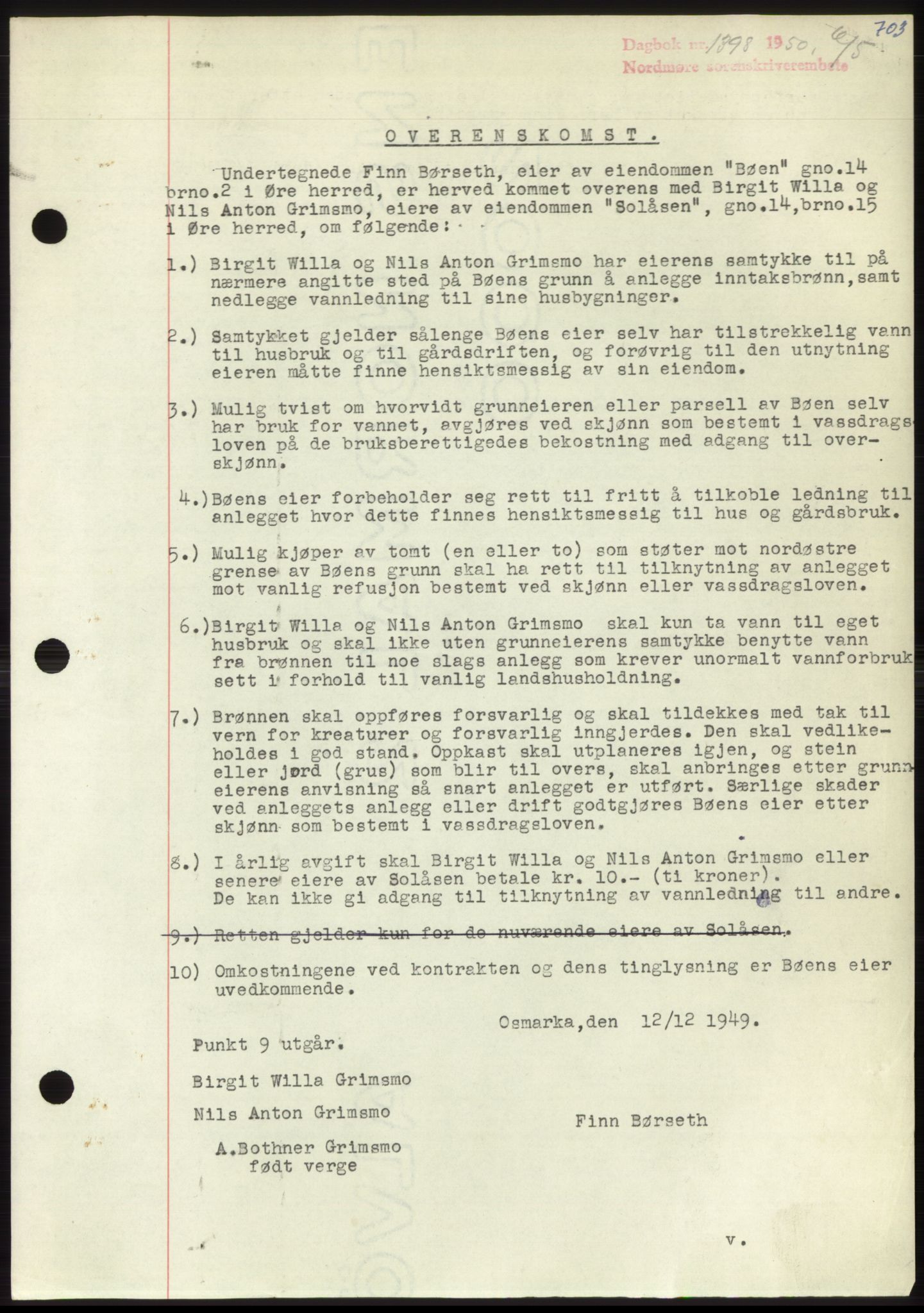 Nordmøre sorenskriveri, AV/SAT-A-4132/1/2/2Ca: Mortgage book no. B104, 1950-1950, Diary no: : 1398/1950