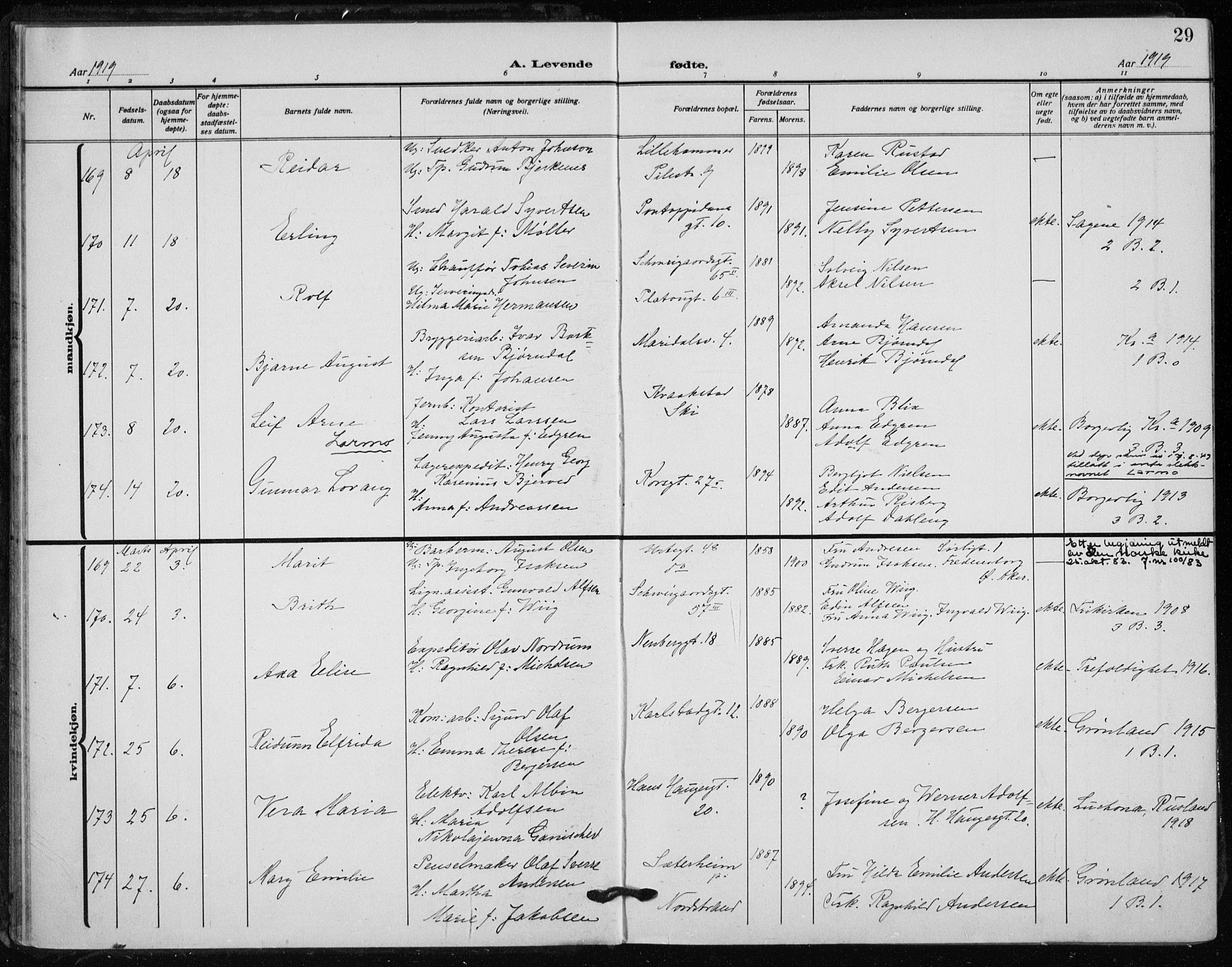 Rikshospitalet prestekontor Kirkebøker, SAO/A-10309b/F/L0017: Parish register (official) no. 17, 1919-1922, p. 29