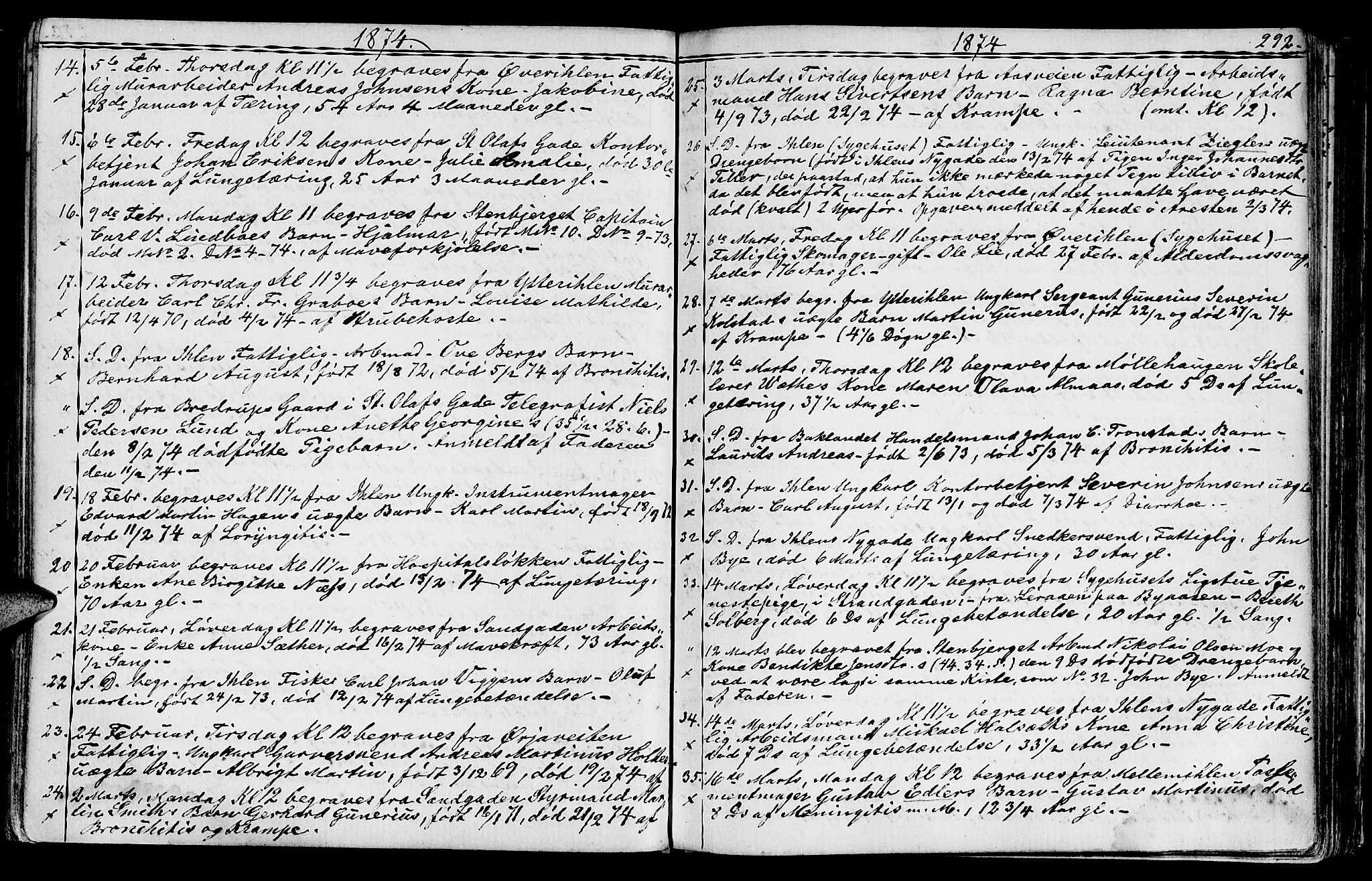 Ministerialprotokoller, klokkerbøker og fødselsregistre - Sør-Trøndelag, SAT/A-1456/602/L0142: Parish register (copy) no. 602C10, 1872-1894, p. 292
