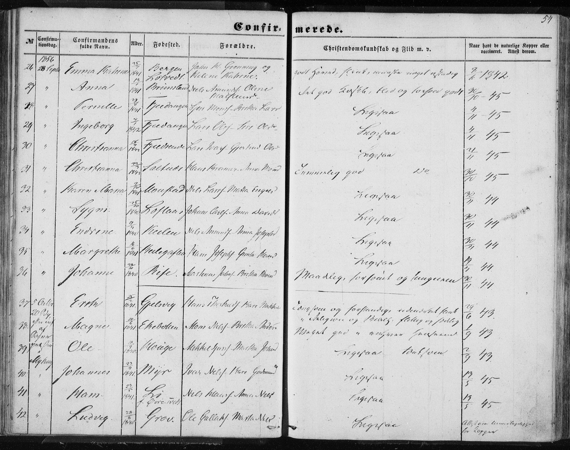 Lindås Sokneprestembete, AV/SAB-A-76701/H/Haa/Haaa/L0013: Parish register (official) no. A 13, 1848-1862, p. 54