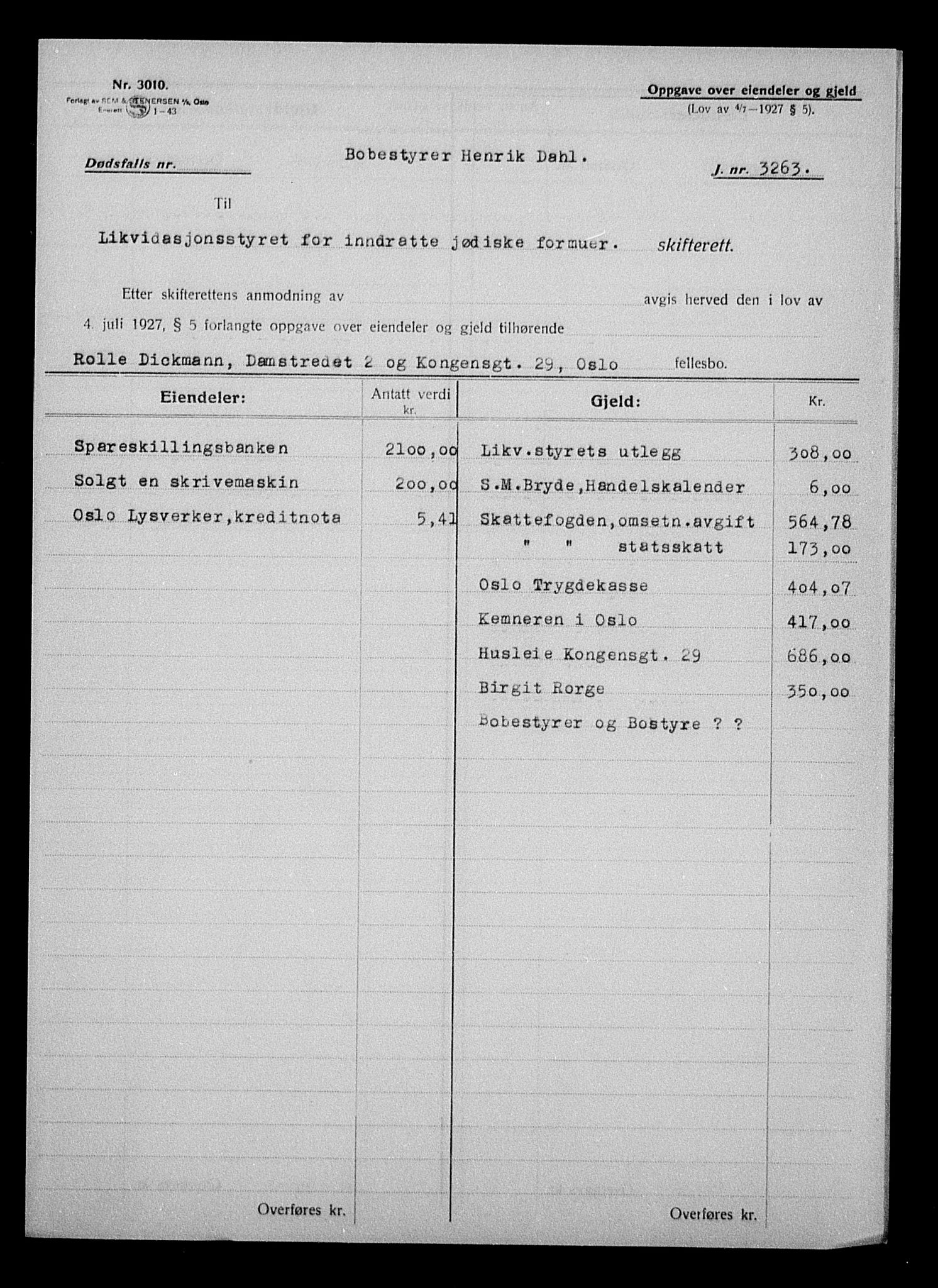 Justisdepartementet, Tilbakeføringskontoret for inndratte formuer, AV/RA-S-1564/H/Hc/Hcc/L0930: --, 1945-1947, p. 279