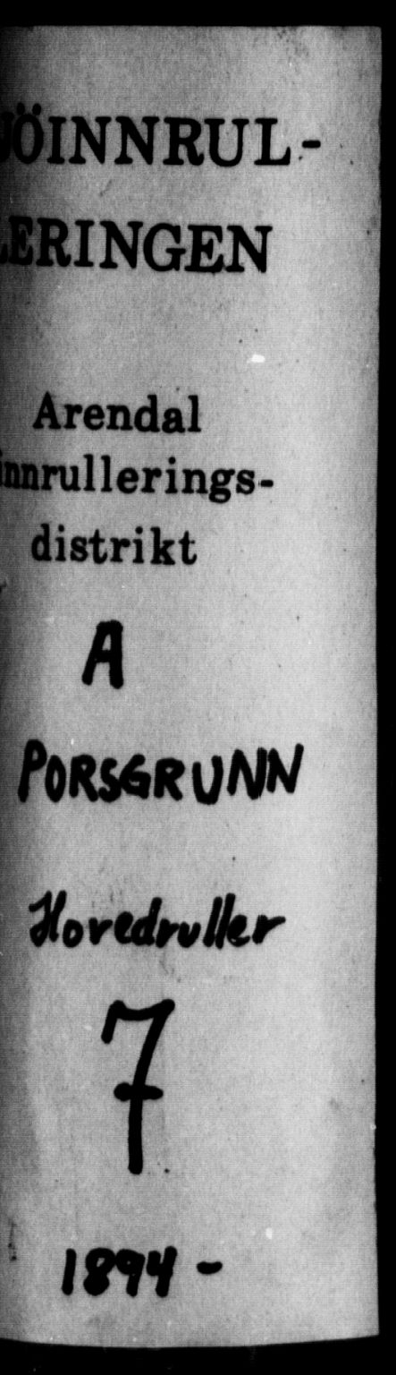 Porsgrunn innrulleringskontor, AV/SAKO-A-829/F/Fc/L0007: Hovedrulle, 1894, p. 1