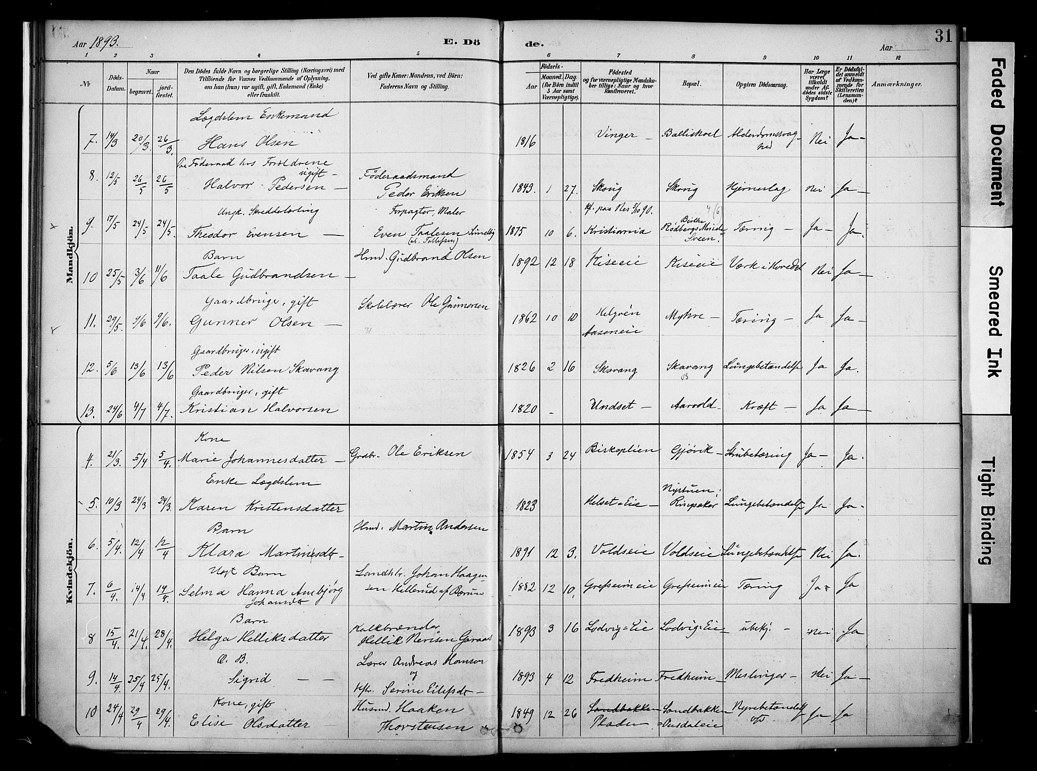 Nes prestekontor, Hedmark, AV/SAH-PREST-020/K/Ka/L0011: Parish register (official) no. 11, 1887-1905, p. 31